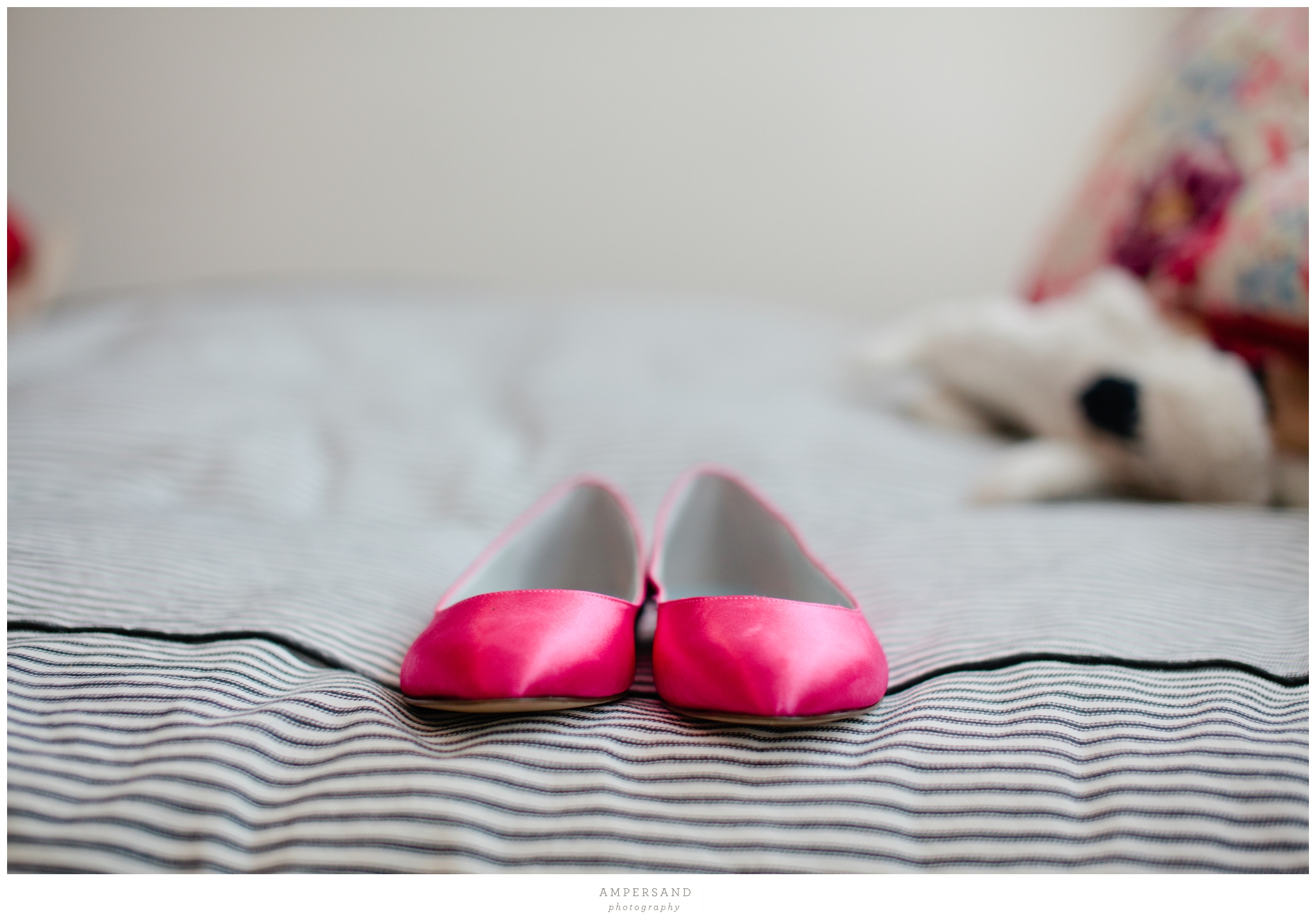 Pink satin shoes // Photos by Ampersand Photography
