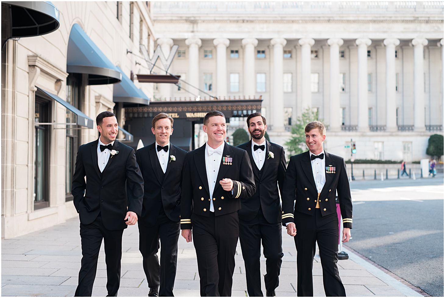 Groomsmen outside The Willard Intercontinental Hotel - A Thoroughly Washingtonian Wedding at Meridian House in DC by Sarah Bradshaw 