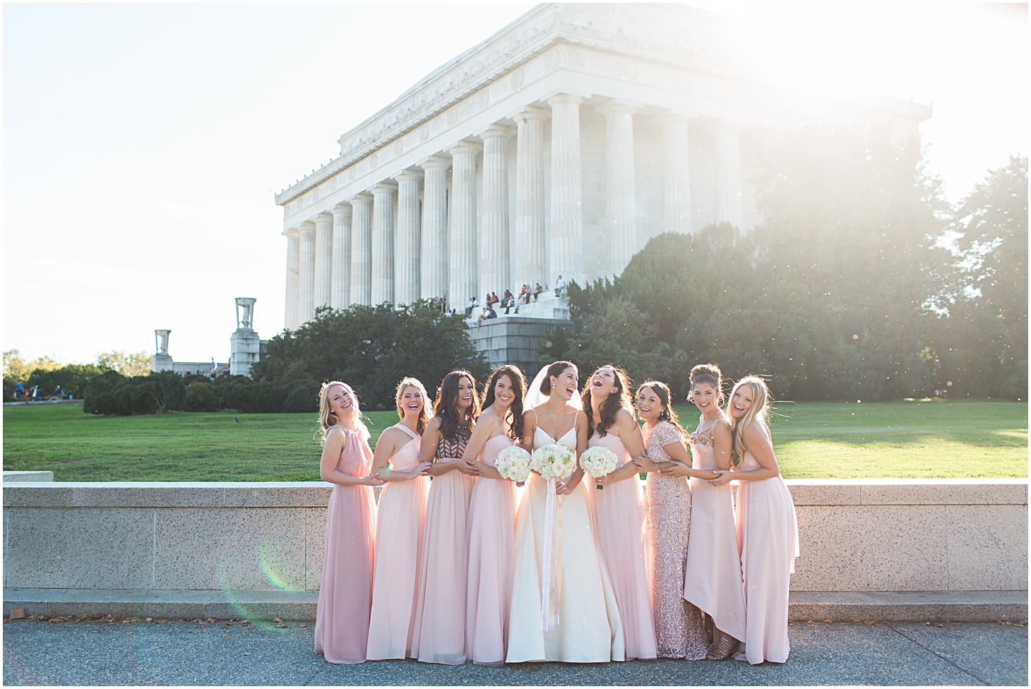 Bridesmaids at the Lincoln Memorial - A Thoroughly Washingtonian Wedding at Meridian House in DC by Sarah Bradshaw 