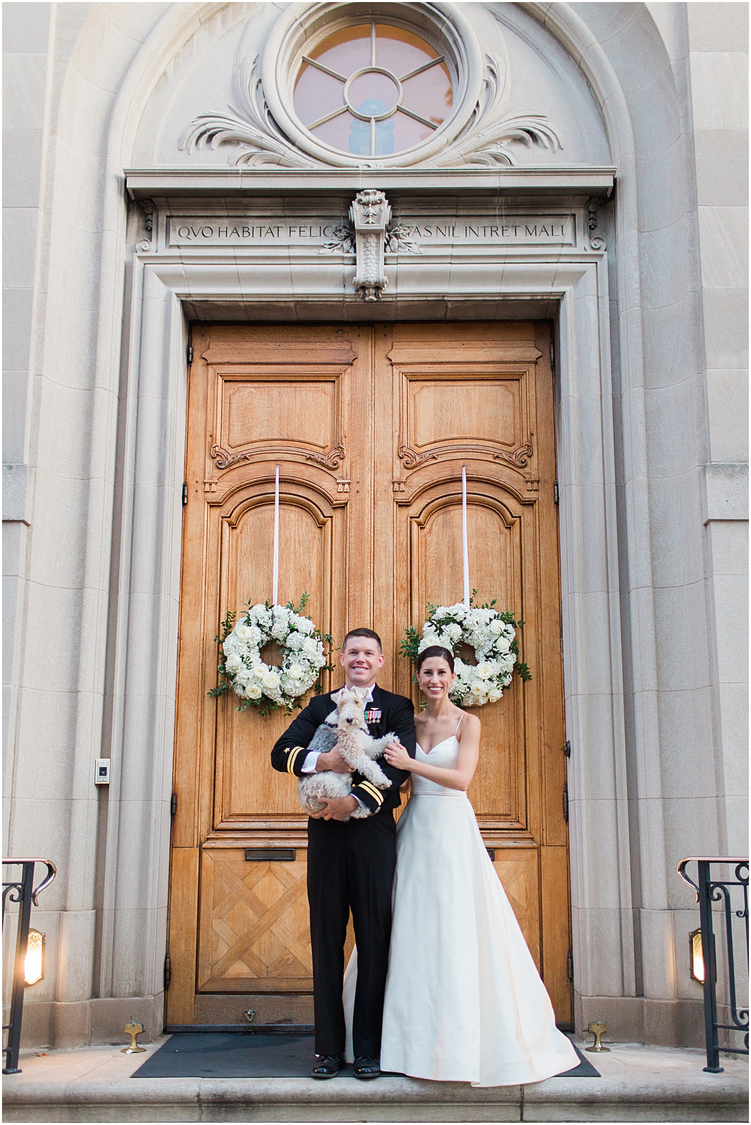 Bride & Groom with dog - A Thoroughly Washingtonian Wedding at Meridian House in DC by Sarah Bradshaw 