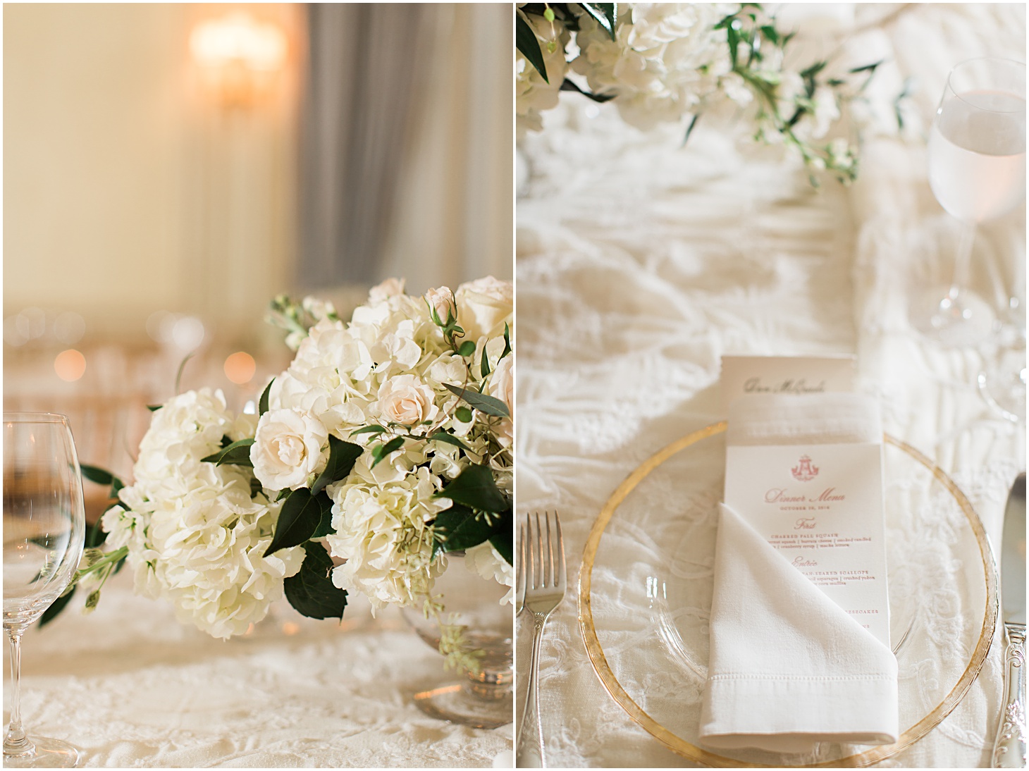 Flowers by The Enchanted Florist, Catering by Design Cuisine, Linens by DC Rentals - A Thoroughly Washingtonian Wedding at Meridian House in DC by Sarah Bradshaw 