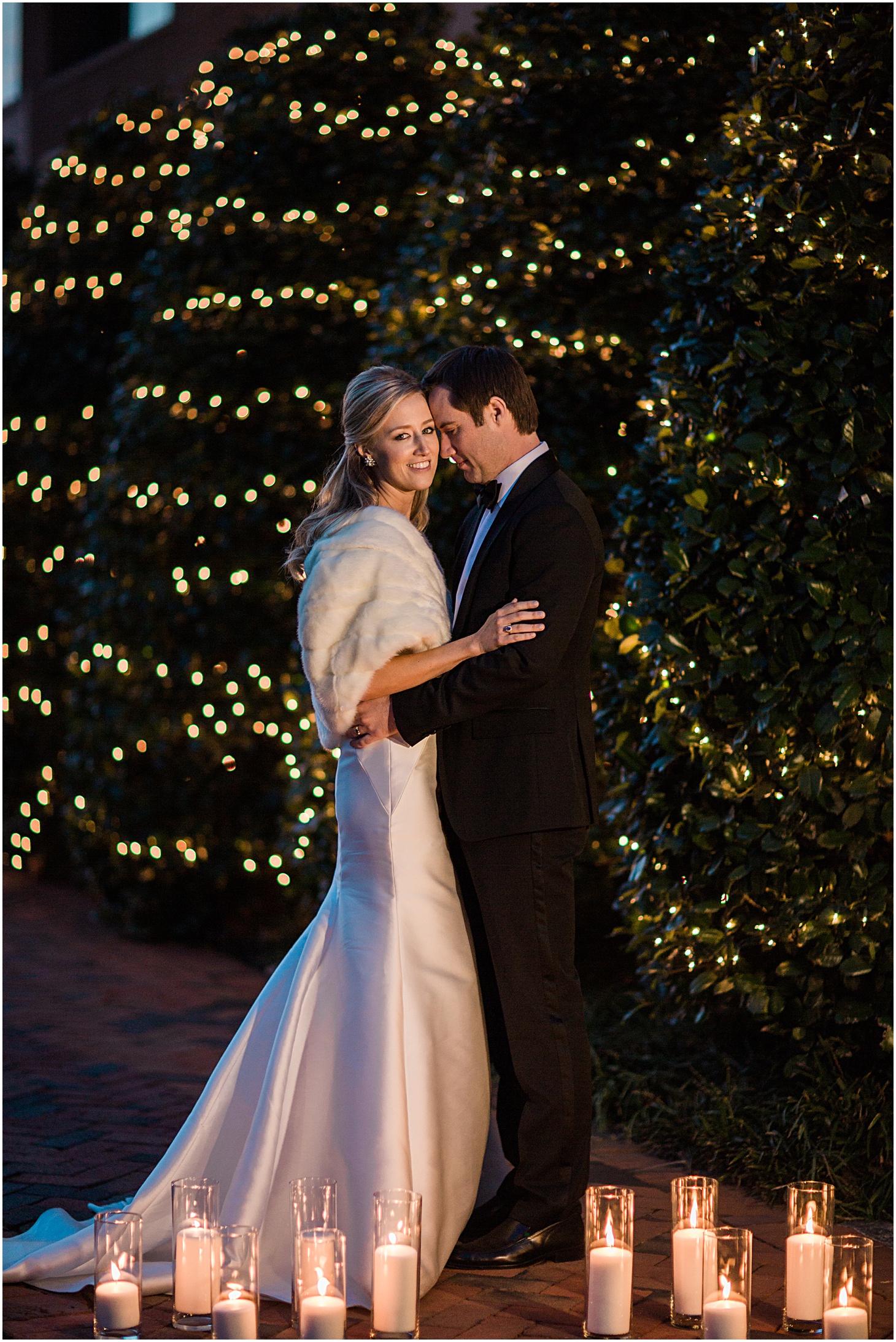 Twinkle lights with bride & groom Winter Wedding at Four Seasons Hotel Washington | Sarah Bradshaw Photography