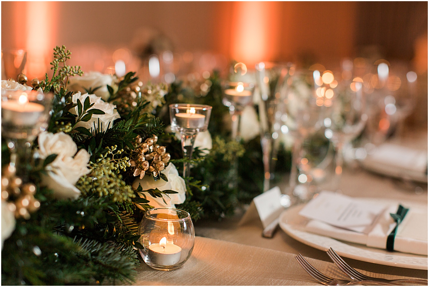 Festive Winter Wedding with greenery and gold at Four Seasons Hotel Washington | Sarah Bradshaw Photography