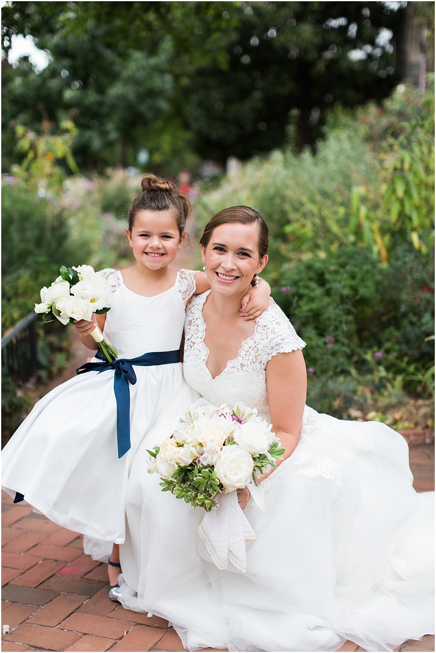Bride & Flower Girl | Vintage-Inspired Dumbarton House Wedding in Georgetown by Sarah Bradshaw Photography