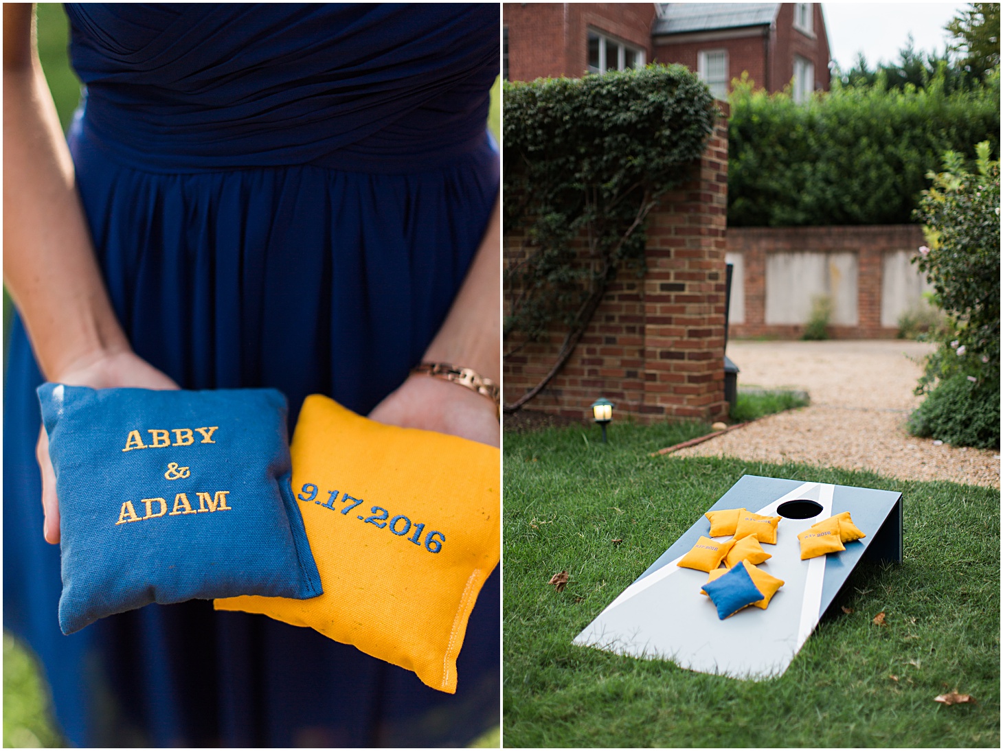 Custom Corn Hole Game | Vintage-Inspired Dumbarton House Wedding in Georgetown by Sarah Bradshaw Photography