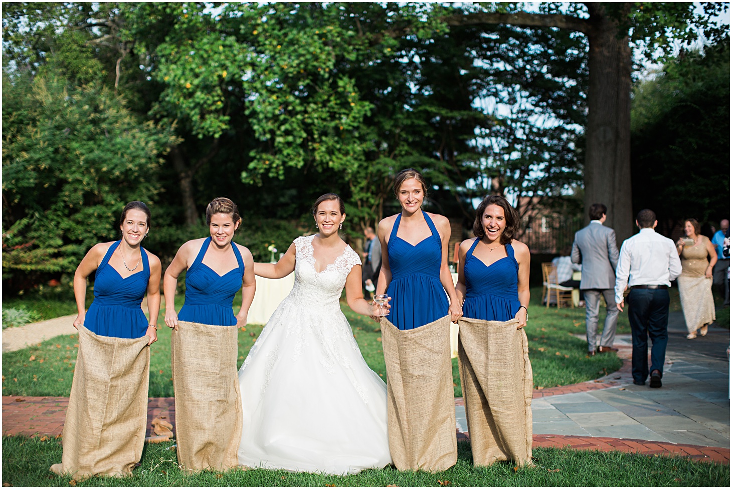 Bridesmaids Sack Race | Vintage-Inspired Dumbarton House Wedding in Georgetown by Sarah Bradshaw Photography