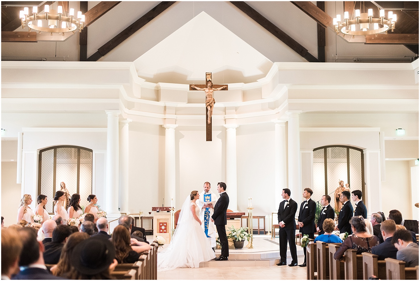 Wedding Ceremony at St. Olaf Catholic Church | Blush and Black Tie Wedding in Williamsburg, VA | Sarah Bradshaw Photography