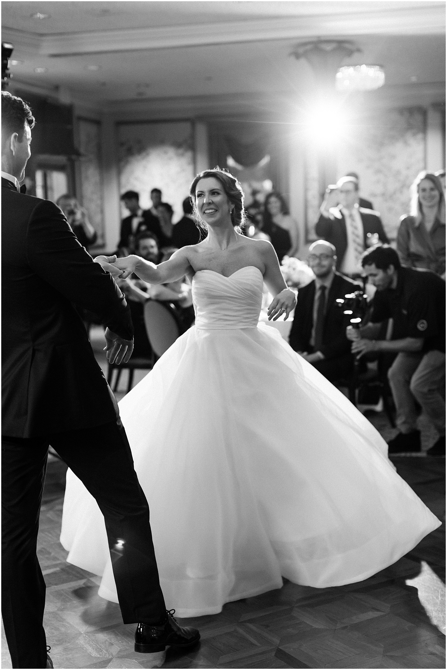 First Dance at the Williamsburg Inn | Wedding Ceremony at St. Olaf Catholic Church | Blush and Black Tie Wedding in Williamsburg, VA | Sarah Bradshaw Photography