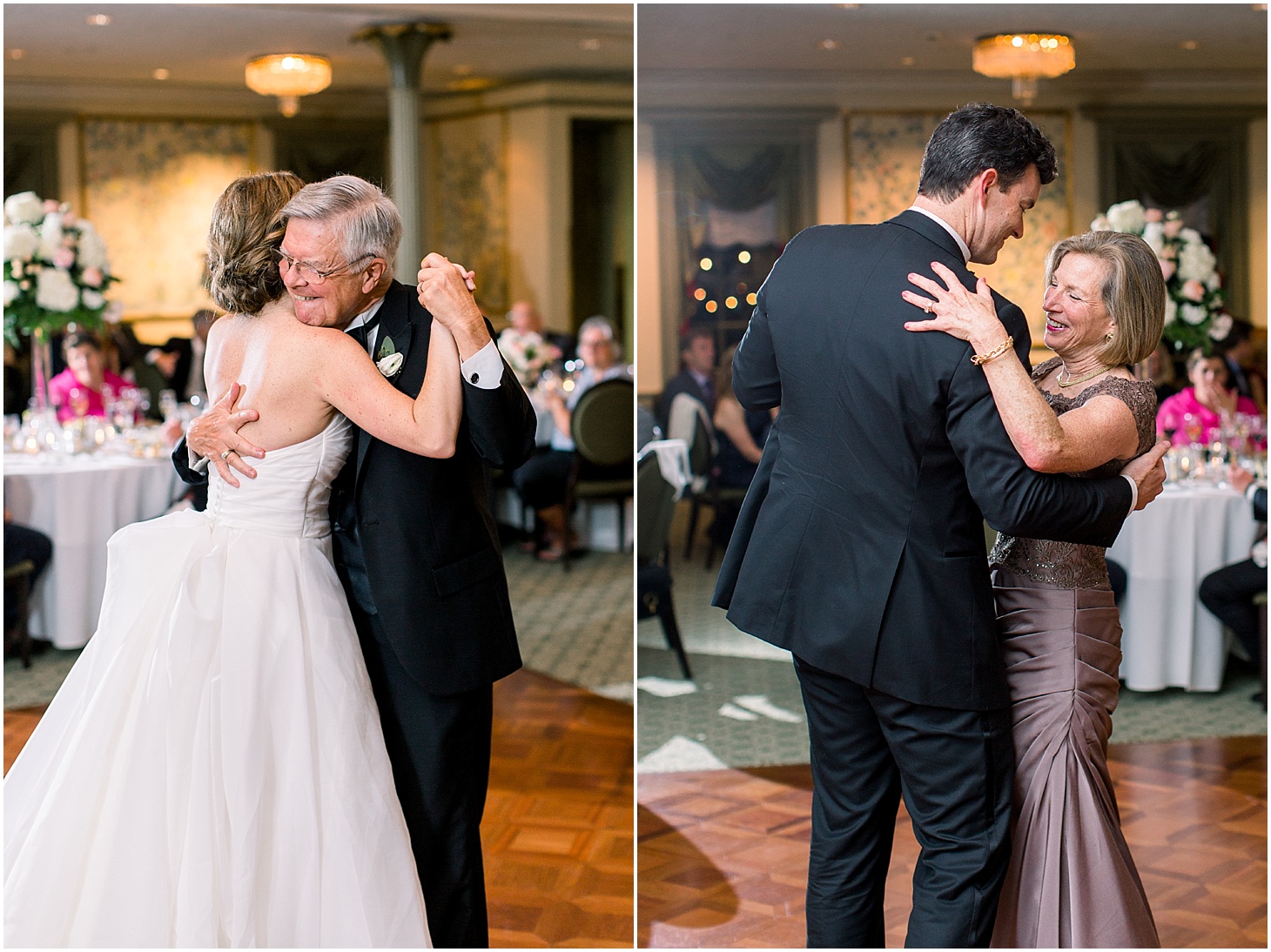 Father-Daughter and Mother- Son Dances | Blush and Black Tie Wedding in Williamsburg, VA | Sarah Bradshaw Photography