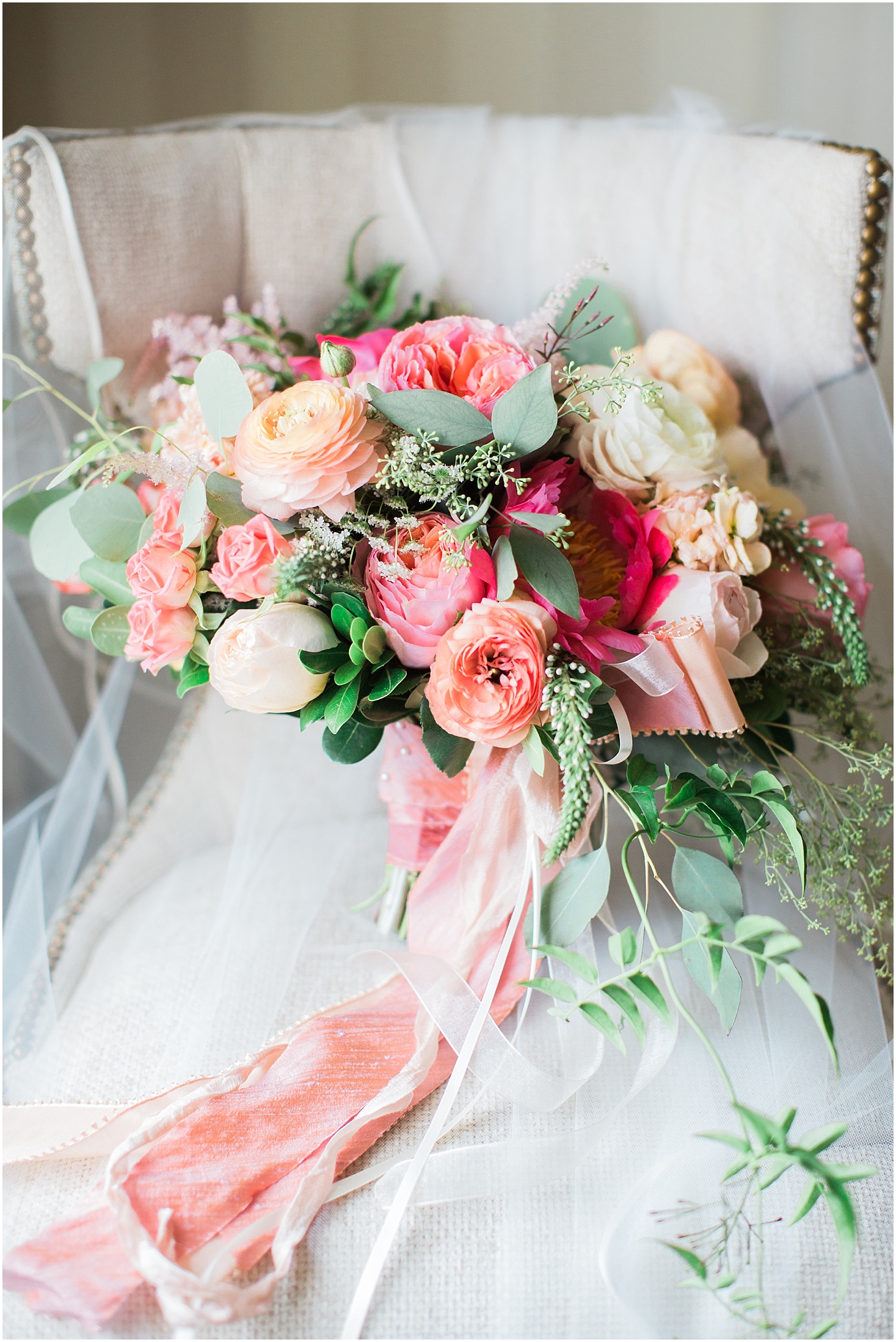 Coral and Pink Holly Chapple Wedding Bouquet | Interfaith DC Wedding by Sarah Bradshaw Photography