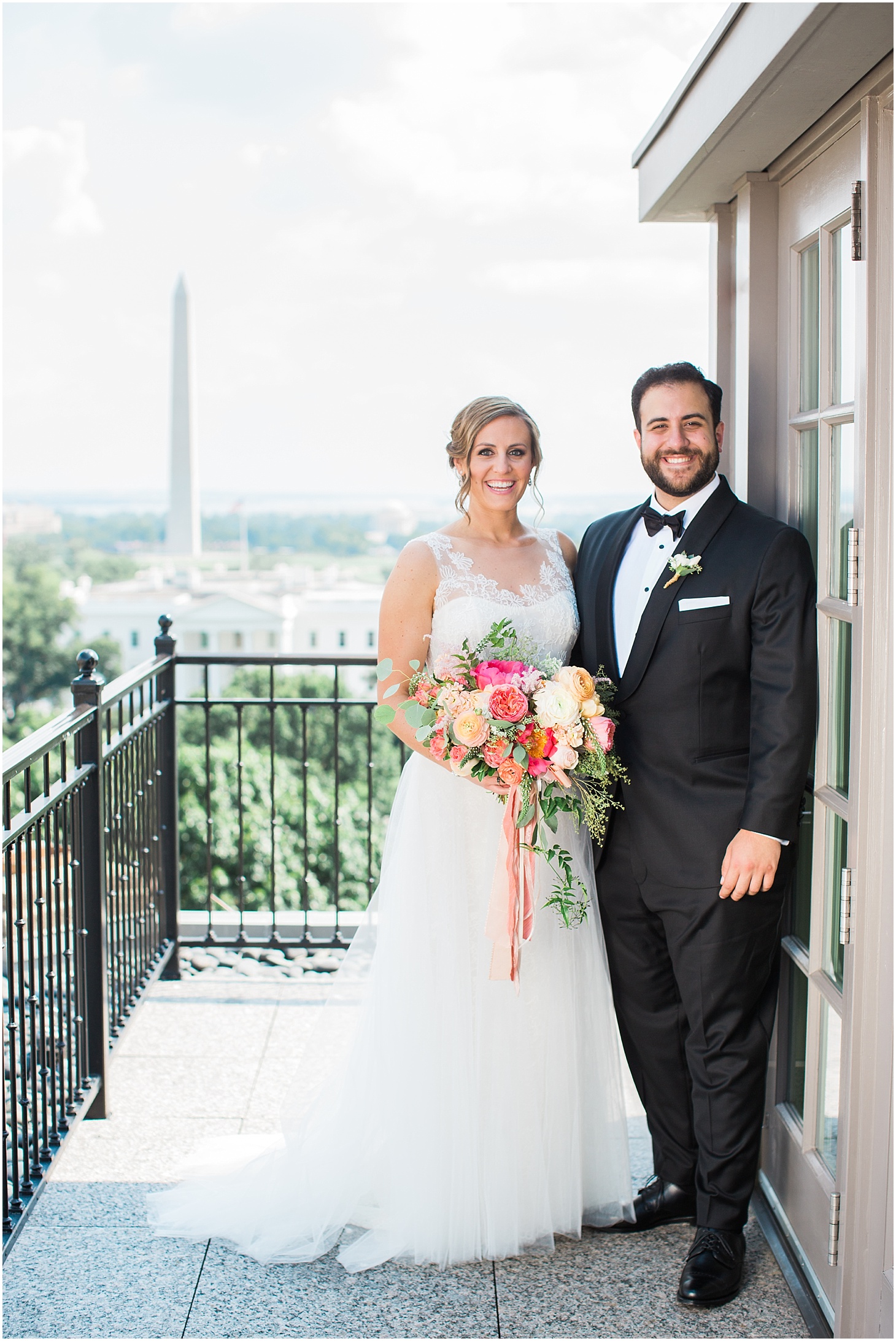 Wedding Portraits overlooking the Washington Monument at the Hay-Adams Hotel | Interfaith DC Wedding by Sarah Bradshaw Photography