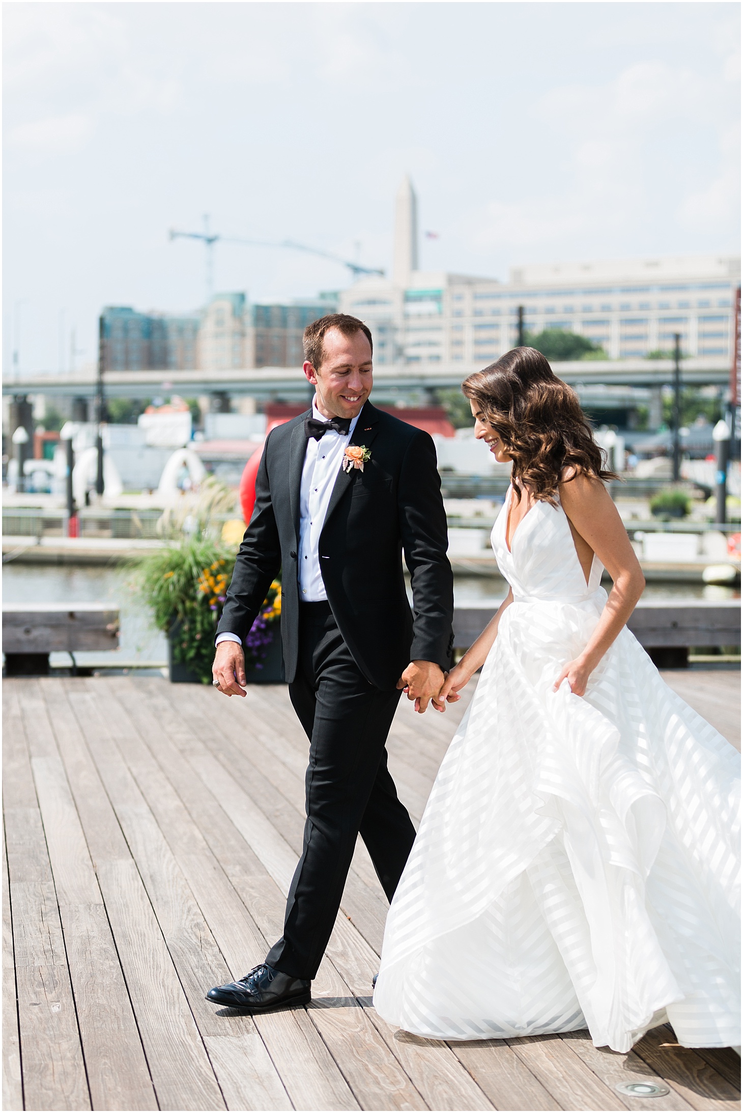 First Look at The Wharf | Chic and Modern Interfaith Wedding at District Winery in Washington, DC | Sarah Bradshaw Photography