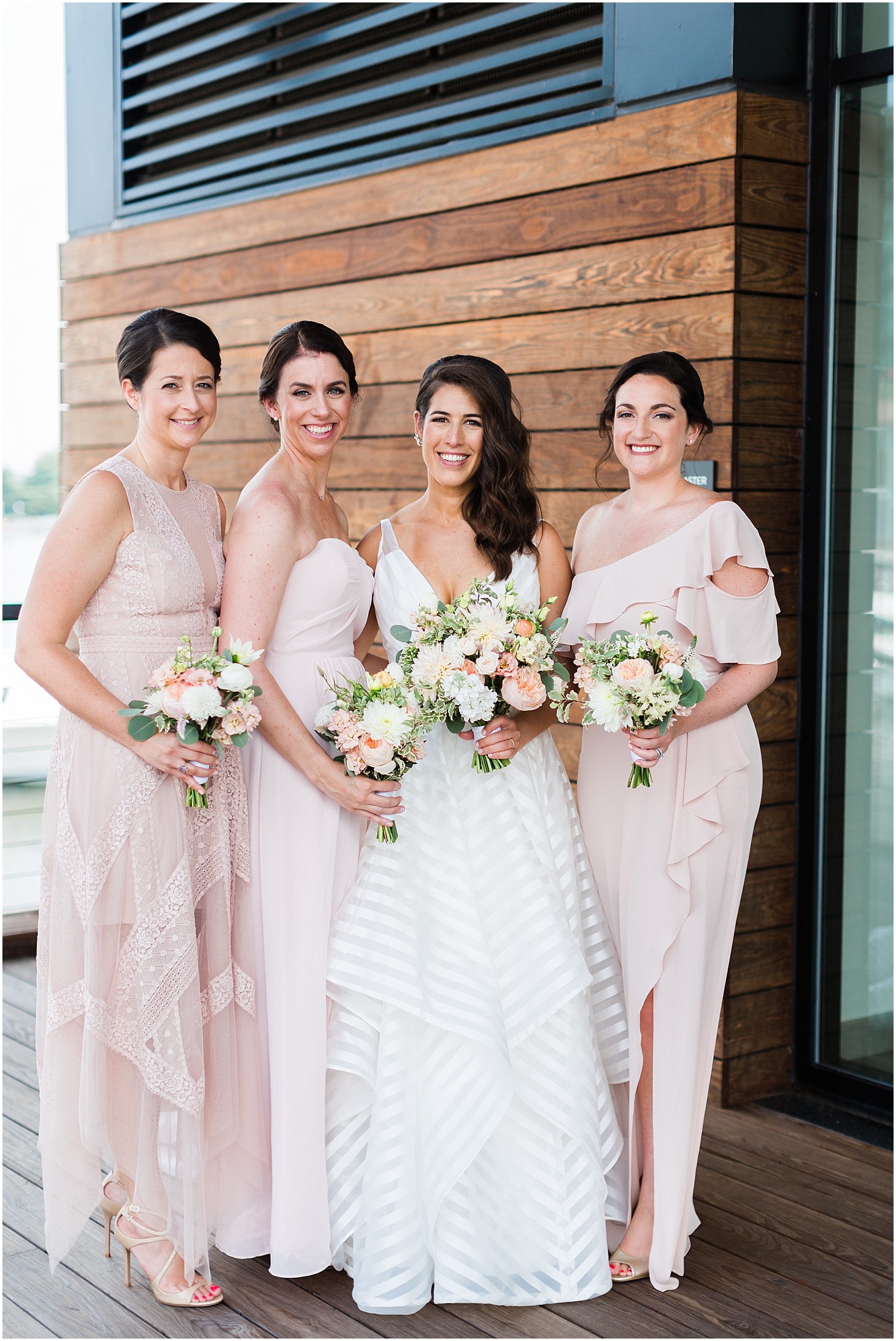 Bridal Party Portraits at District Winery | Hayley Paige Wedding Gown | Chic and Modern Interfaith Wedding in Washington, DC | Sarah Bradshaw Photography