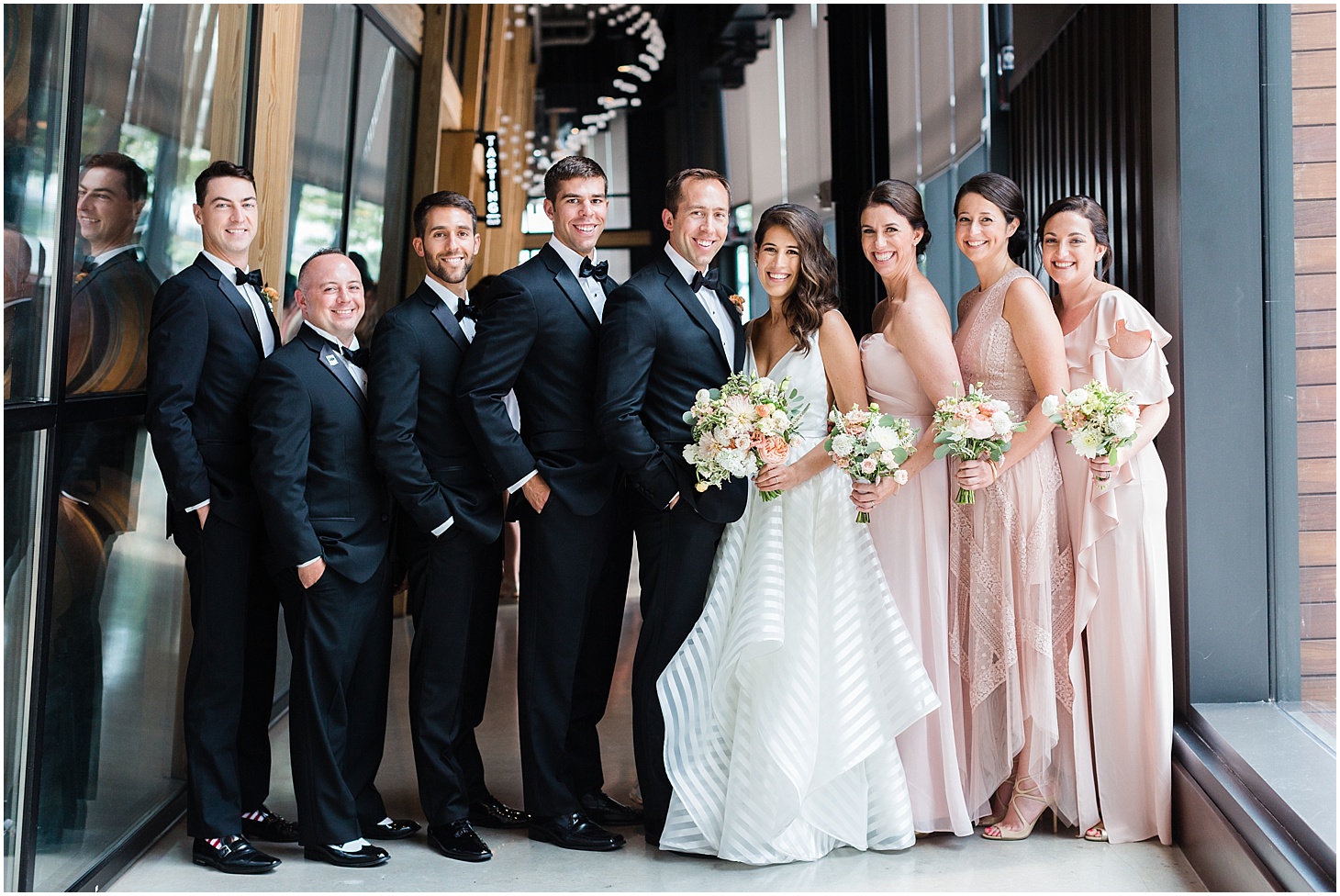 Bridal Party Portraits at District Winery | Chic and Modern Interfaith Wedding in Washington, DC | Sarah Bradshaw Photography