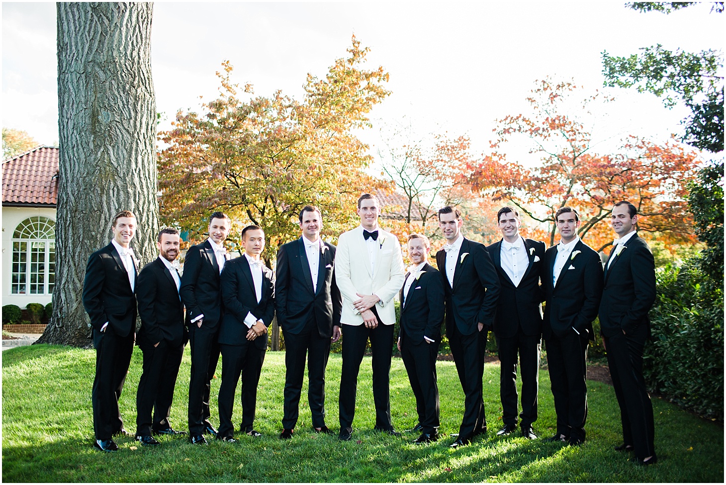 Groom and Groomsmen Portraits at Columbia Country Club | Wedding Ceremony at Cathedral of St. Matthew the Apostle | Classy October Wedding in Washington, D.C. | Sarah Bradshaw Photography