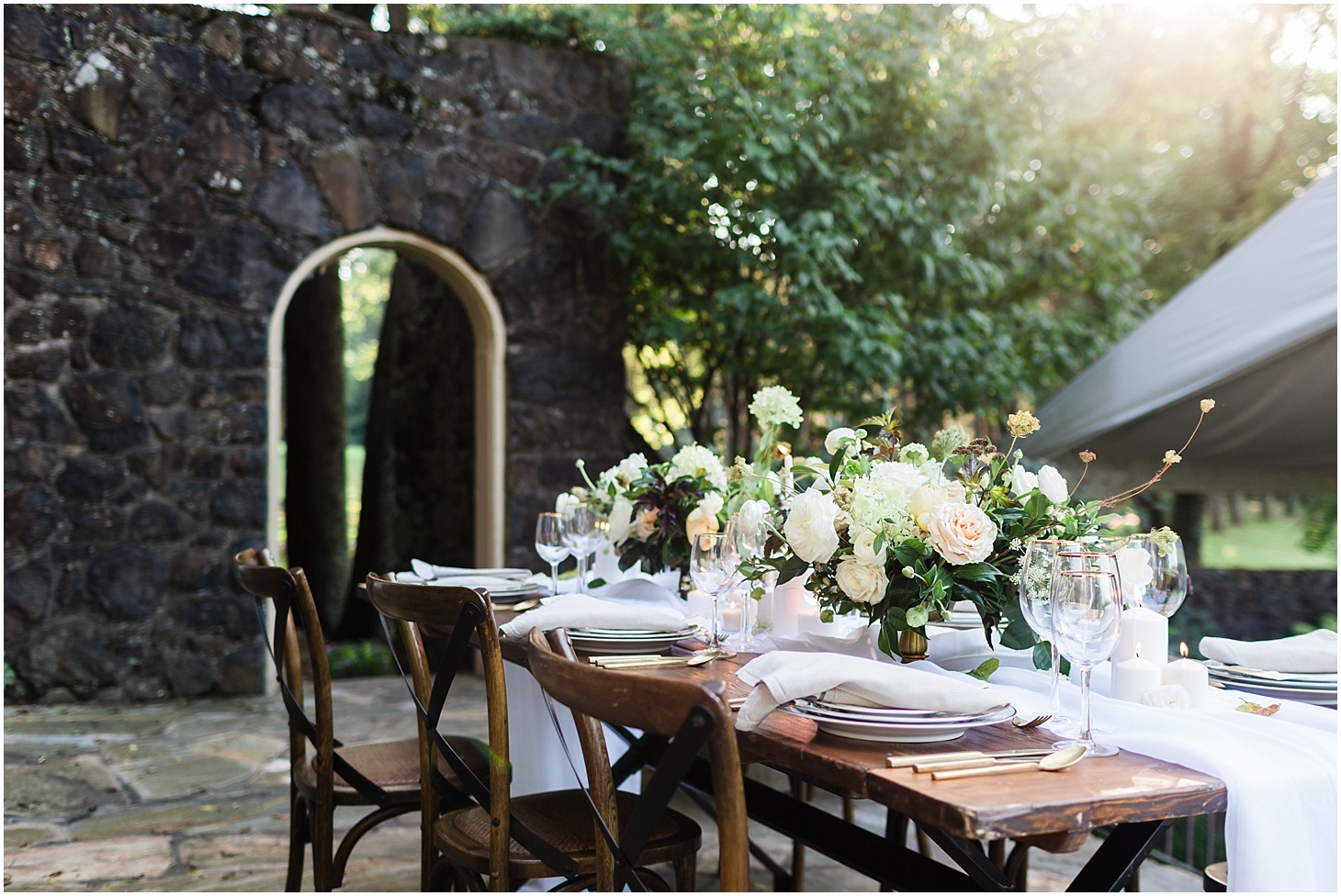 Wedding Reception Table with Wild Green Yonder Wedding Flowers | Equestrian-Inspired Fall Wedding Editorial at Poplar Springs Manor | Sarah Bradshaw Photography