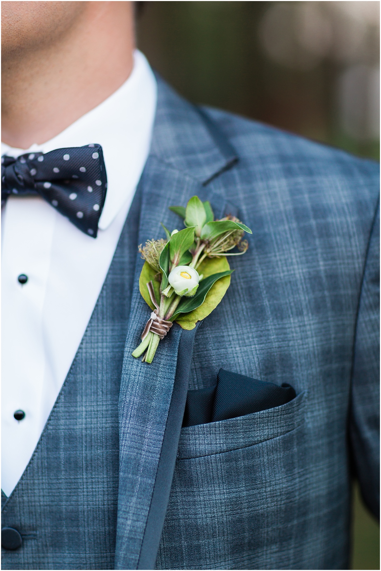 Wild Green Yonder Boutonniere Detail | Equestrian-Inspired Fall Wedding Editorial at Poplar Springs Manor | Sarah Bradshaw Photography