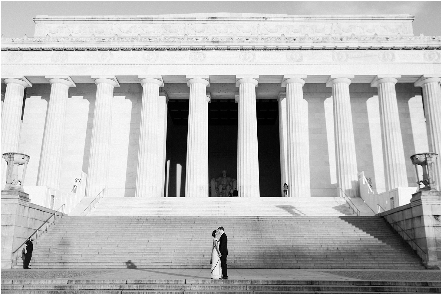 Engagement Portraits at the Lincoln Memorial in Washington, DC | Sunrise Engagement Session at the Lincoln Memorial Reflecting Pool | Sarah Bradshaw Photography