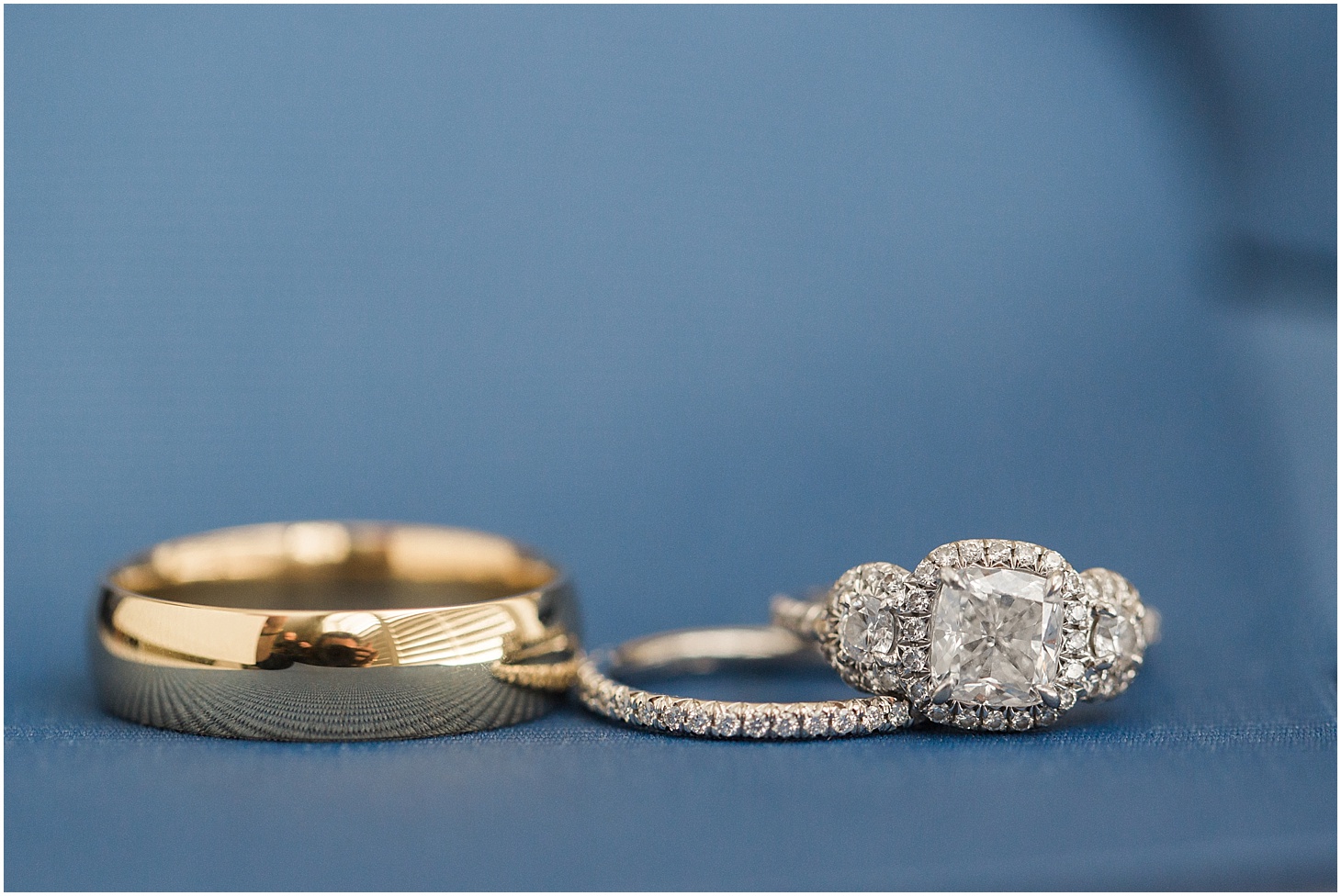Engagement Ring and Wedding Band Details| Wedding Ceremony at Old Presbyterian Meeting House | Southern Black Tie wedding at St. Regis DC in Dusty Blue and Ivory | Sarah Bradshaw Photography