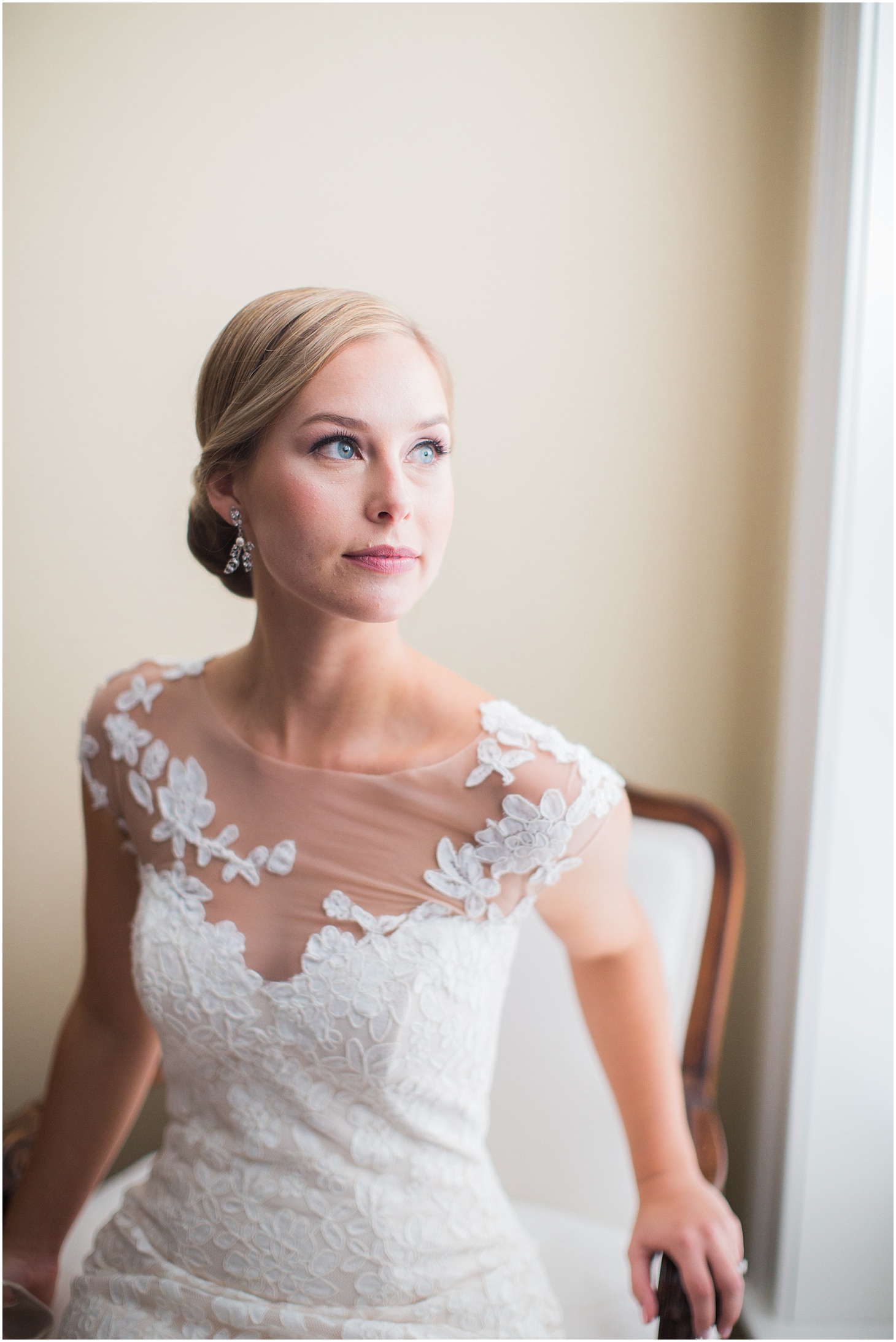 Bridal Portrait in Romona Keveza Gown | Wedding Ceremony at Old Presbyterian Meeting House | Southern Black Tie wedding at St. Regis DC in Dusty Blue and Ivory | Sarah Bradshaw Photography