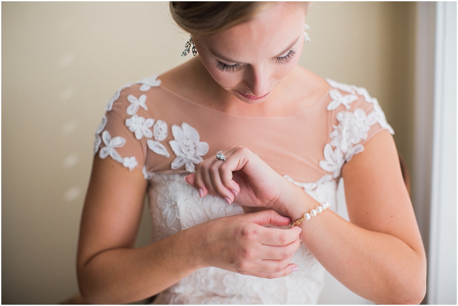 Bride Getting Ready in Romona Keveza Gown | Wedding Ceremony at Old Presbyterian Meeting House | Southern Black Tie wedding at St. Regis DC in Dusty Blue and Ivory | Sarah Bradshaw Photography