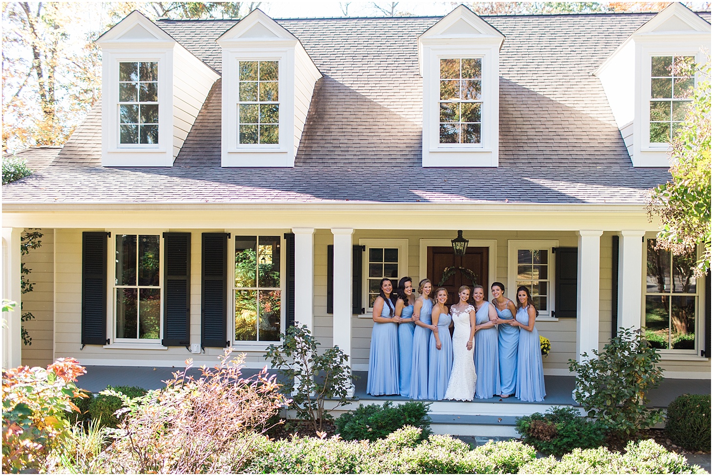 Bride and Bridesmaids Portrait | Wedding Ceremony at Old Presbyterian Meeting House | Southern Black Tie wedding at St. Regis DC in Dusty Blue and Ivory | Sarah Bradshaw Photography