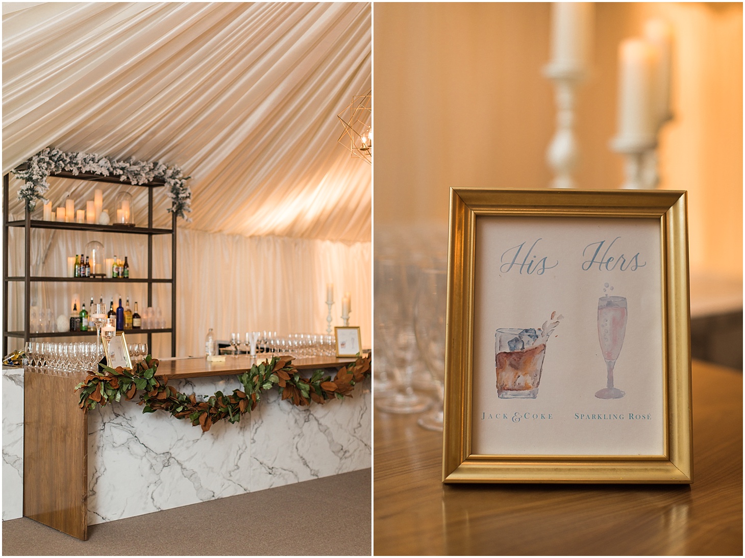 Wedding Bar and Signature Cocktails | Southern Black Tie wedding at St. Regis DC in Dusty Blue and Ivory | Sarah Bradshaw Photography