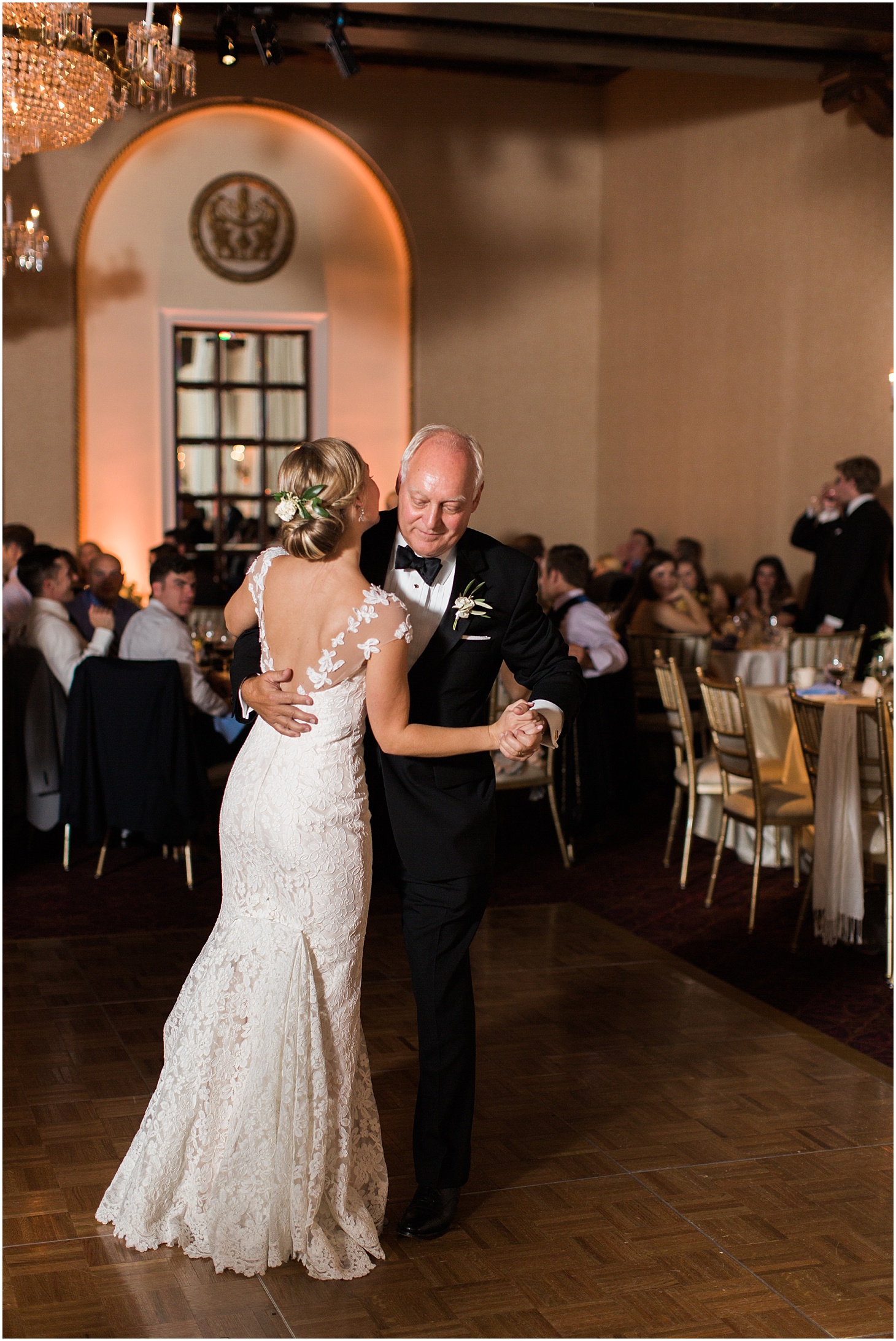 Father-Daughter Dance at the St. Regis Washington, DC Wedding Reception | Southern Black Tie Wedding in Dusty Blue and Ivory | Sarah Bradshaw Photography