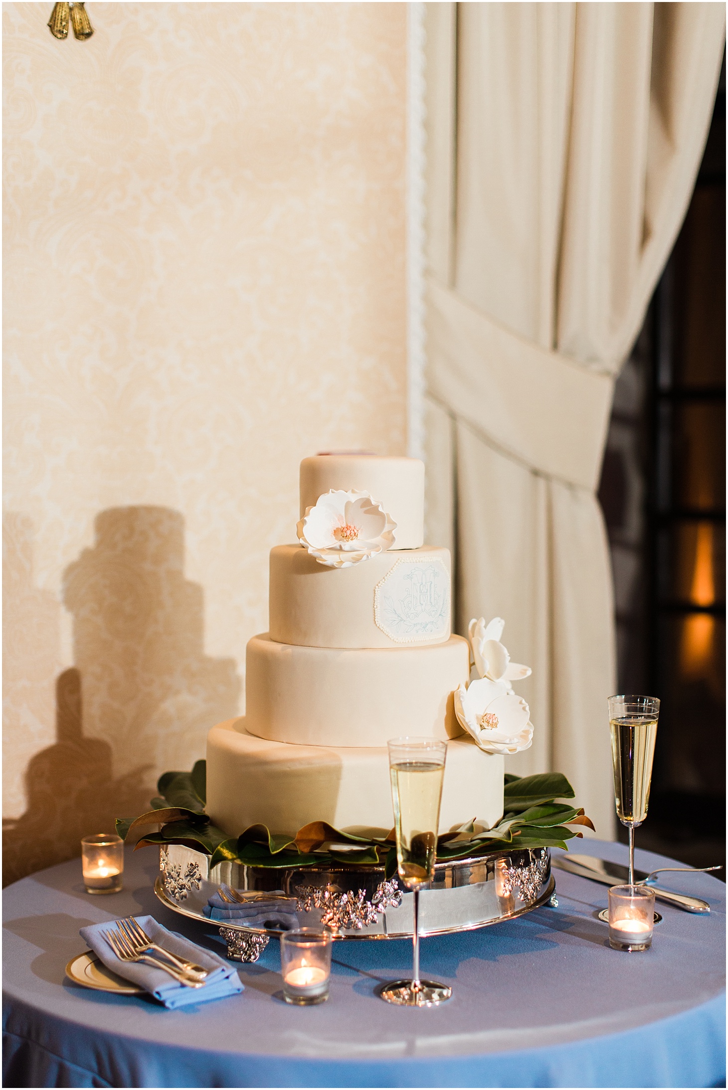 Wedding Cake at the St. Regis Washington, DC | Southern Black Tie Wedding in Dusty Blue and Ivory | Sarah Bradshaw Photography
