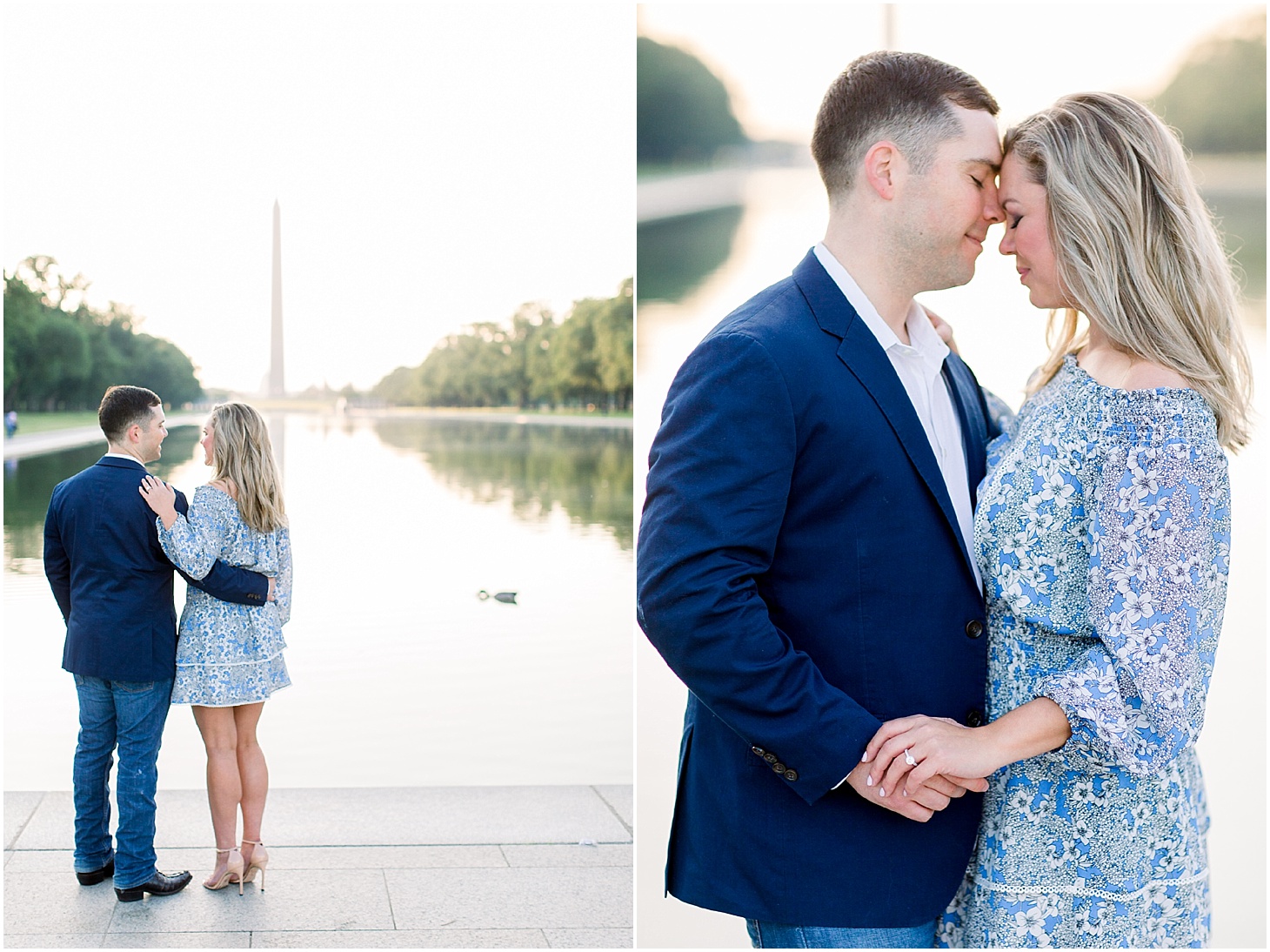 Spring Engagement Portraits at the Lincoln Memorial Reflecting Pool | Sunrise Engagement Session on Capitol Hill | Sarah Bradshaw Photography | DC Wedding Photographer