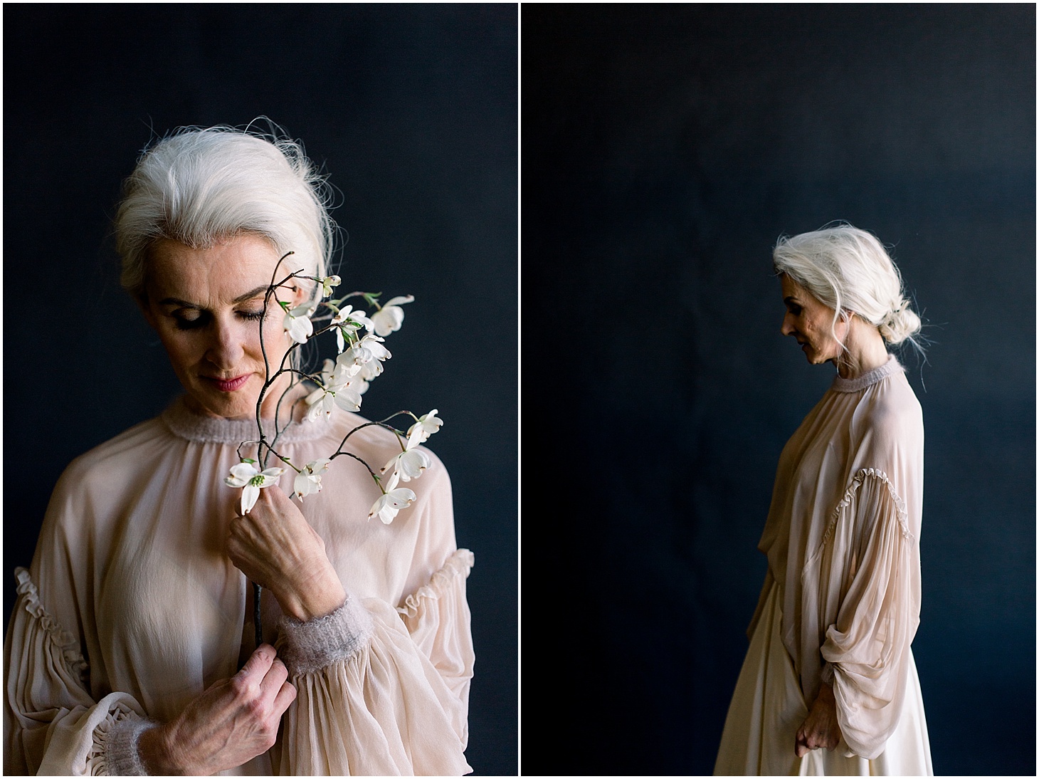 Black Color Theory Editorial with Silver Haired Model | Sarah Bradshaw Photography | DC Wedding Photographer