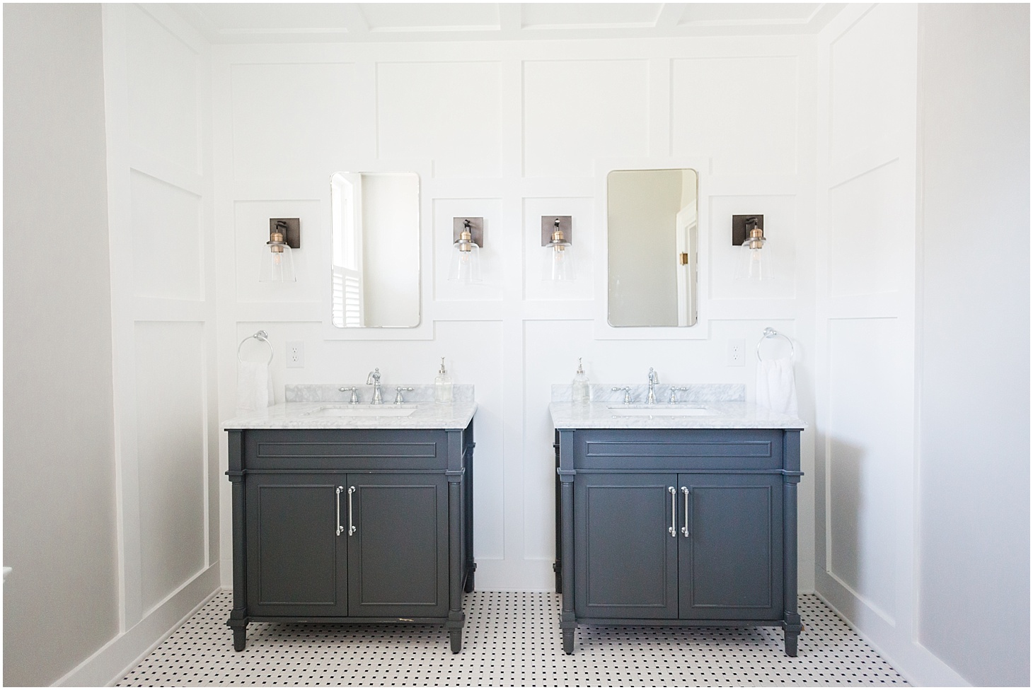 Black, White, and Grey Bathroom Inspiration | Brick Colonial Revival Home Tour in Richmond, VA | Sarah Bradshaw Photography