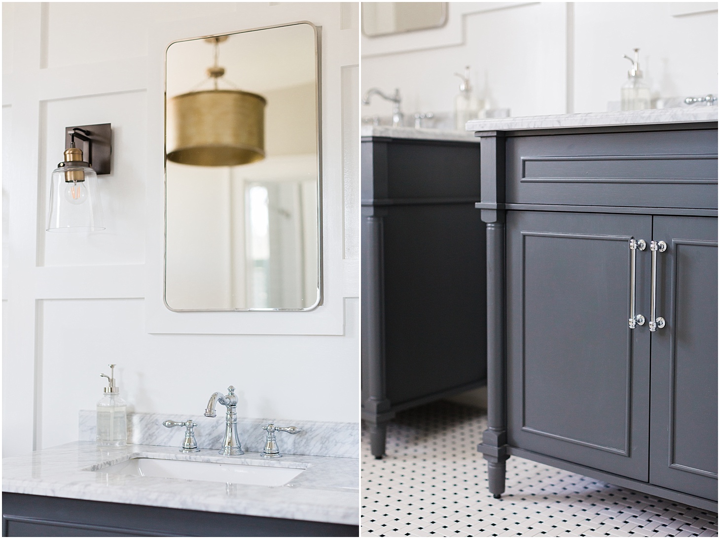Black, White, and Grey Bathroom Inspiration | Brick Colonial Revival Home Tour in Richmond, VA | Sarah Bradshaw Photography