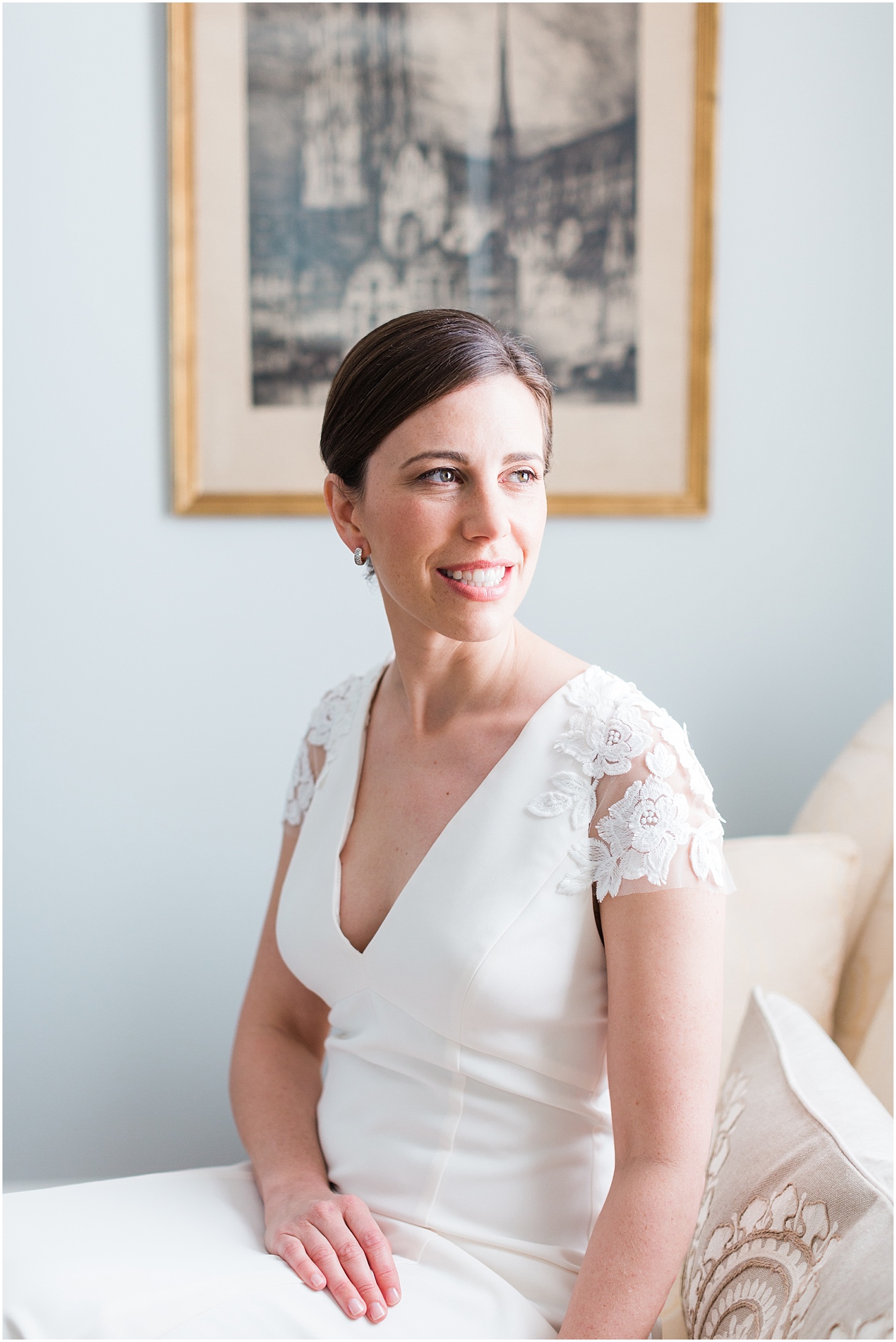 Bridal Portrait at Parent's House | Ceremony at the Holy Rosary Church | Burgundy and Blush DC Wedding at District Winery | Sarah Bradshaw Photography