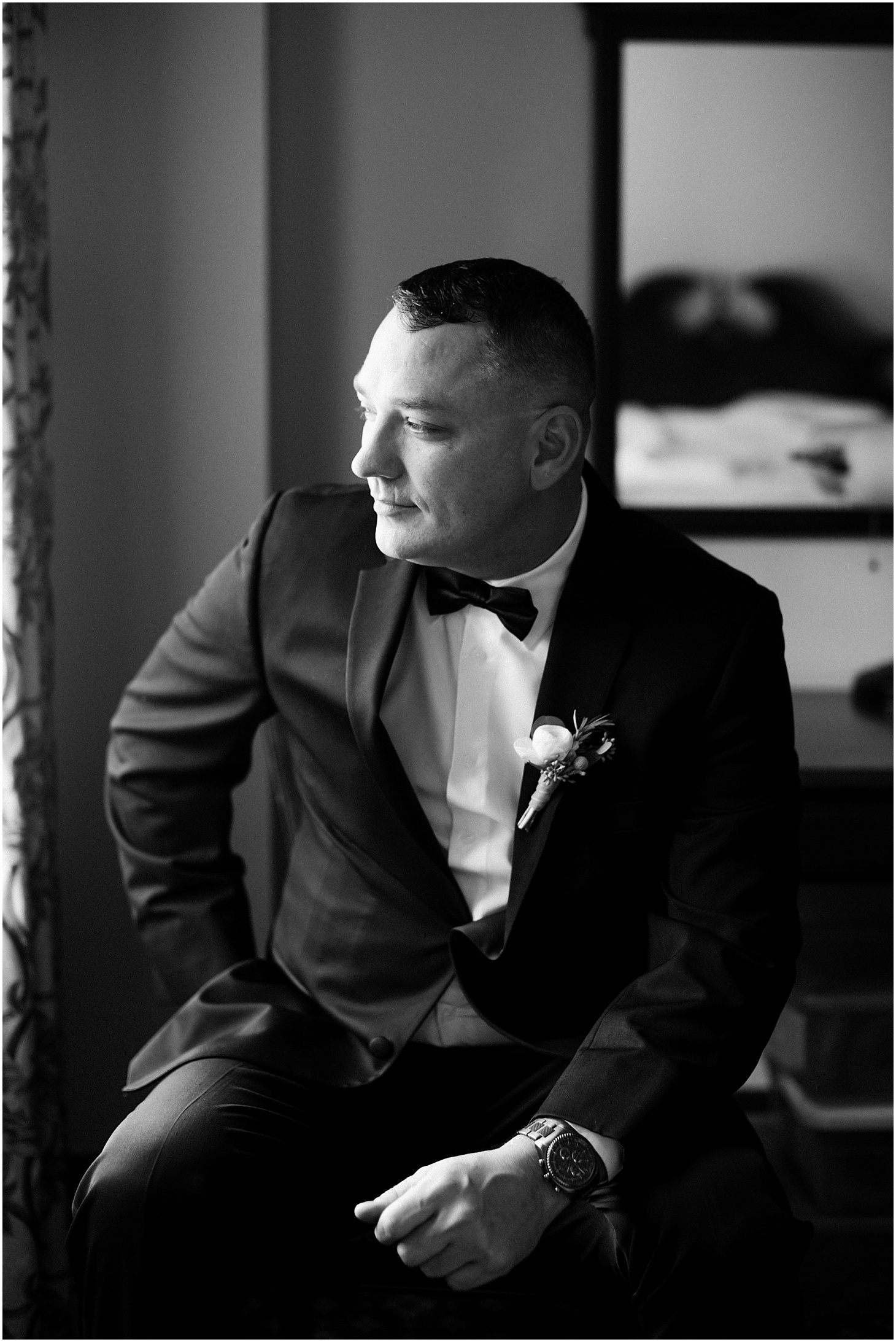 Groom's Portrait at the Army and Navy Club | Luxe Winter Wedding in Washington, DC | Sarah Bradshaw Photography | Washington DC Wedding Photographer