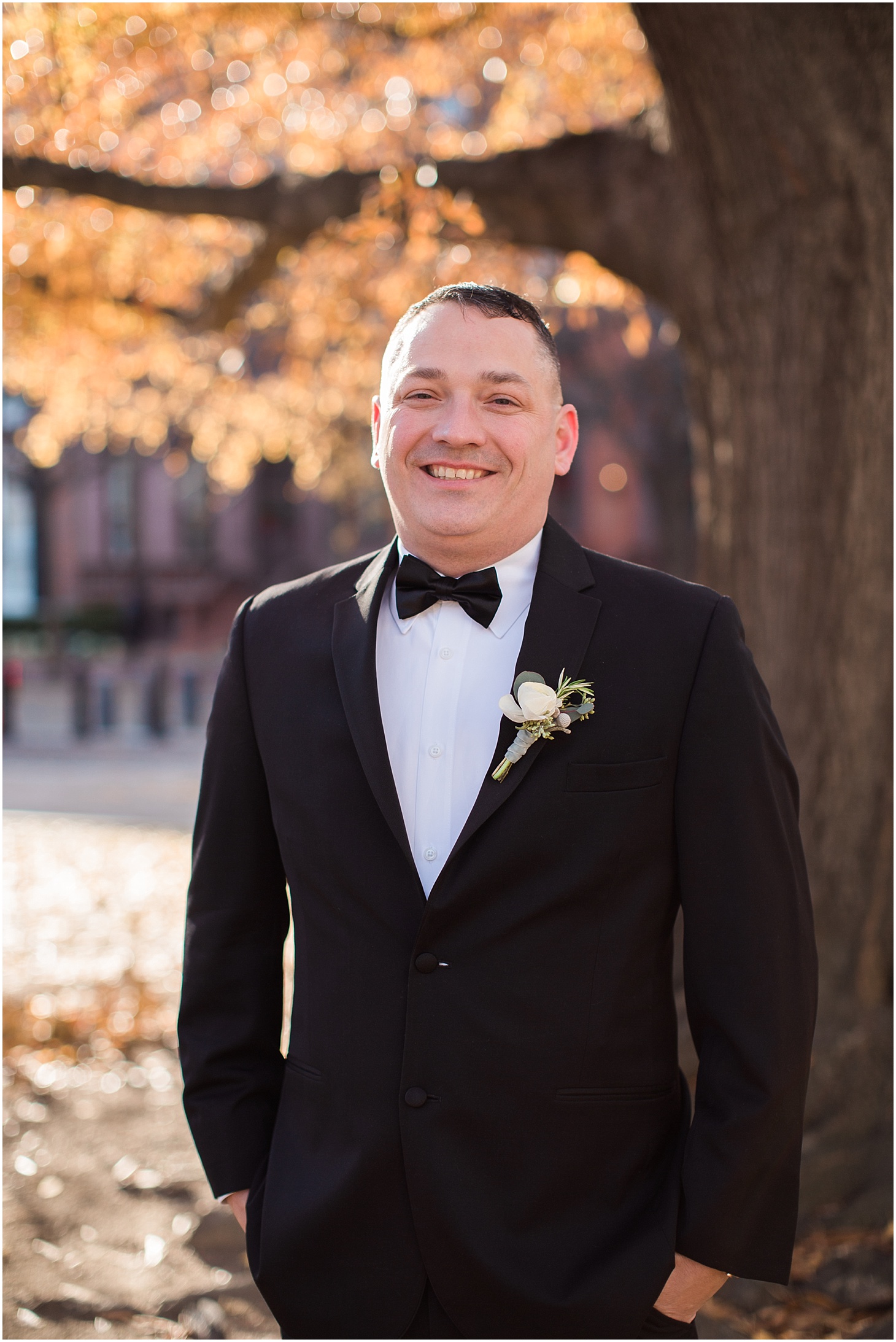 Groom in LaFayette Square | Luxe Winter Wedding at the Army and Navy Club | Sarah Bradshaw Photography | Washington DC Wedding Photographer