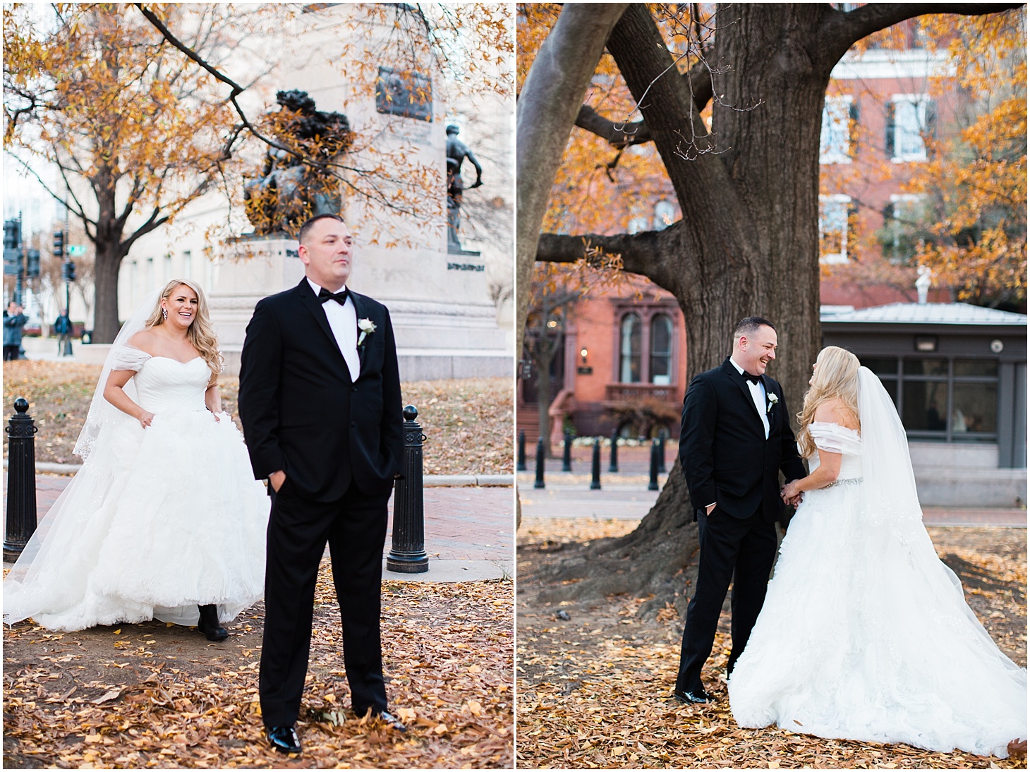 First Look in LaFayette Square | Luxe Winter Wedding at the Army and Navy Club | Sarah Bradshaw Photography | Washington DC Wedding Photographer