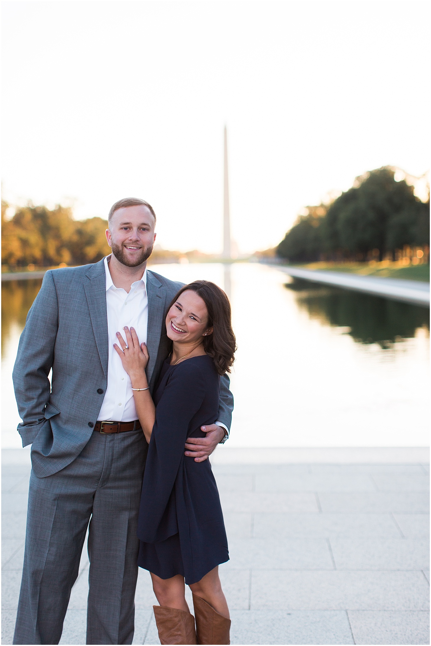 Engagement Portraits at the Lincoln Memorial Reflecting Pool | Sunrise Engagement Session in Old Town Alexandria | Sarah Bradshaw Photography