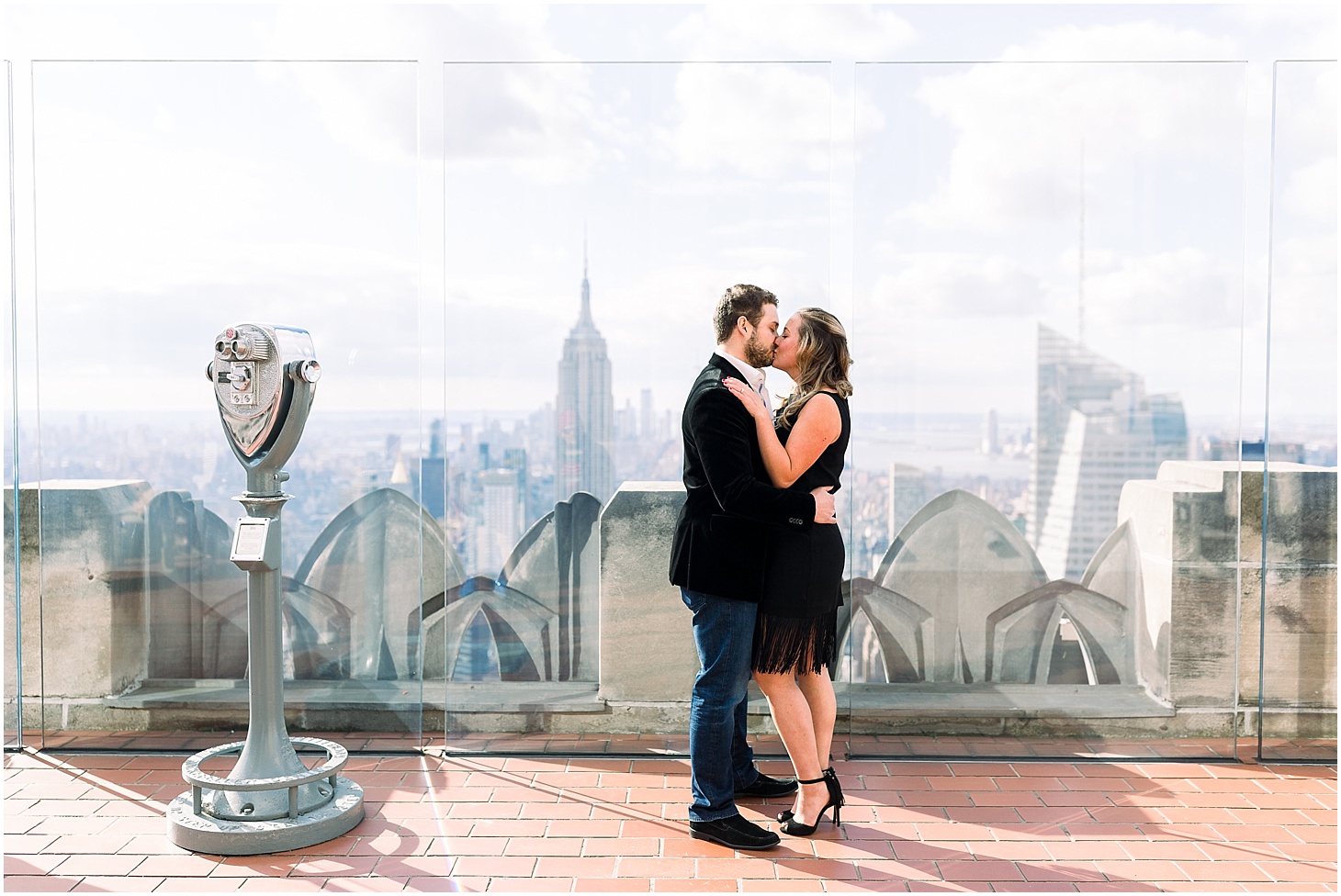 Engagement Portraits with New York City Skyline | Sunrise Engagement at the Brooklyn Bridge, Top of Rock, and Grand Central Station | Sarah Bradshaw Photography