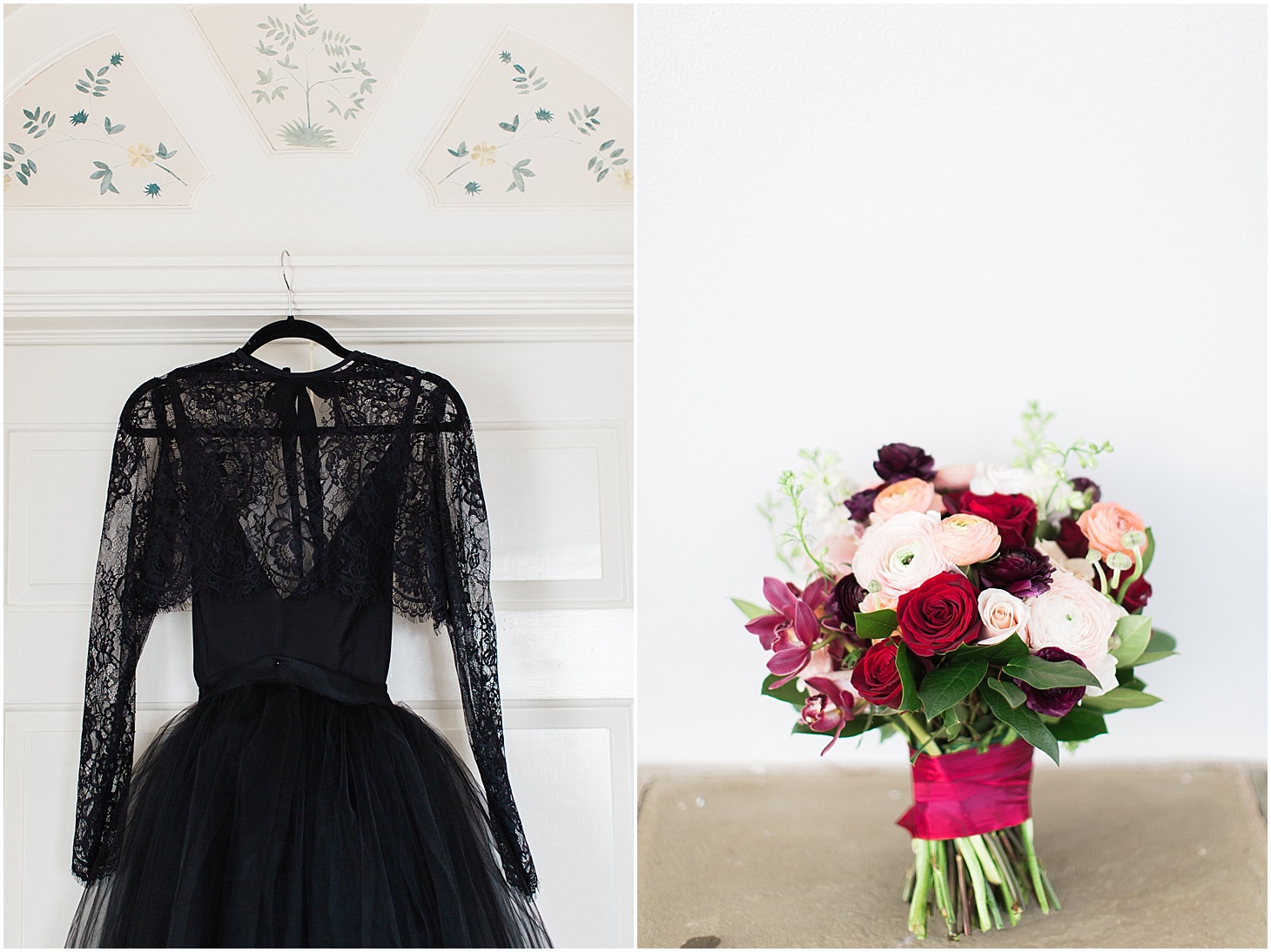 Eight Tree Street Floral Wedding Bouquet | Black and Red Gothic-Inspired Wedding Editorial | Sarah Bradshaw Photography