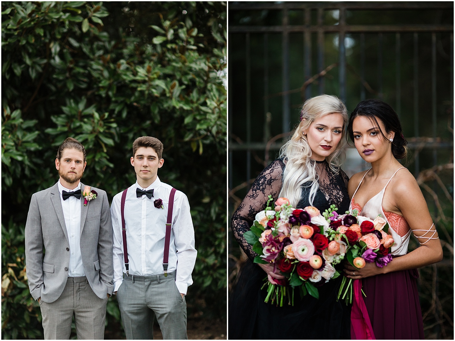 Wedding Party at River Farm in Alexandria, VA | Black and Red Gothic-Inspired Wedding Editorial | Sarah Bradshaw Photography