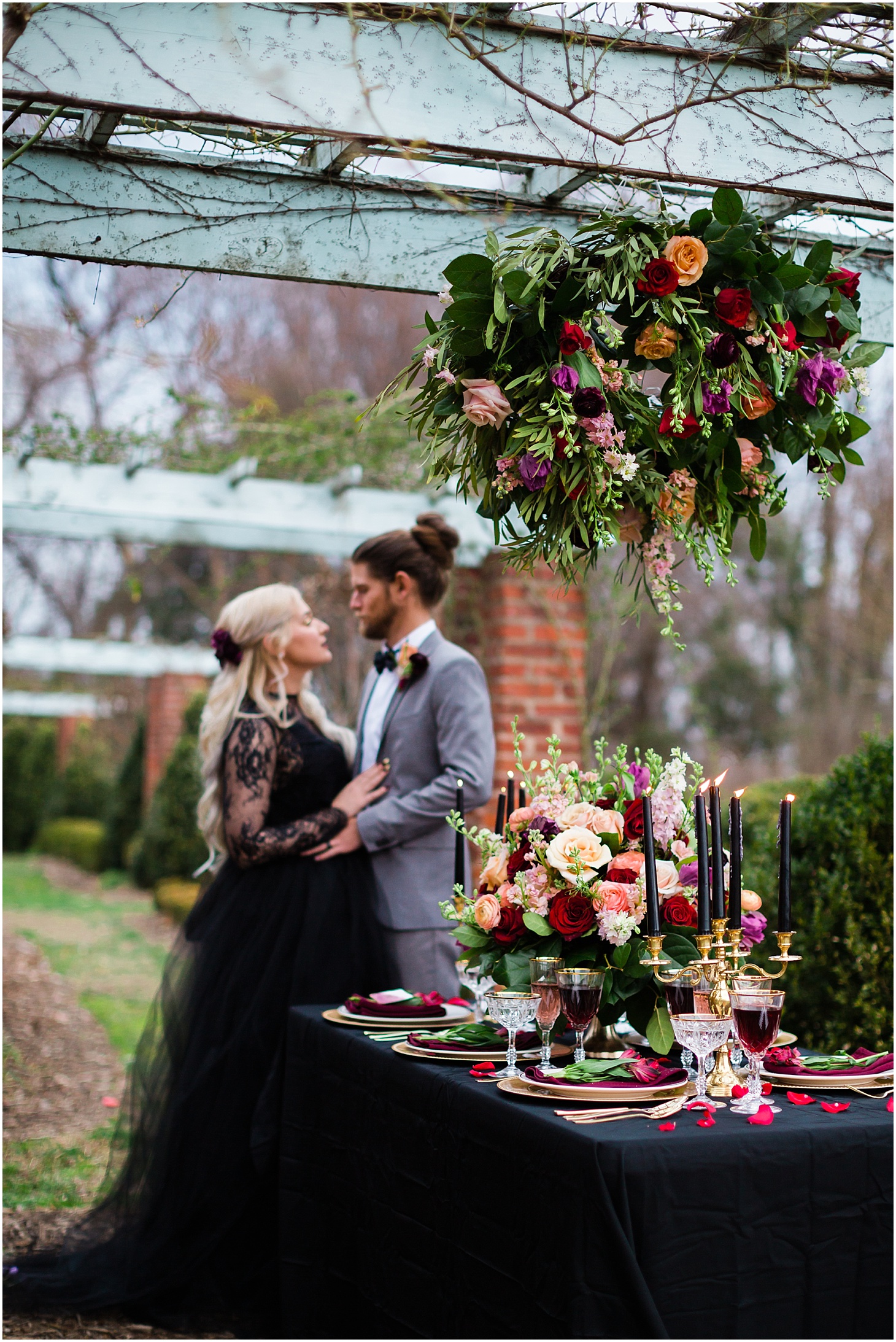 Wedding at River Farm in Alexandria, VA | Black and Red Gothic-Inspired Wedding Editorial | Sarah Bradshaw Photography