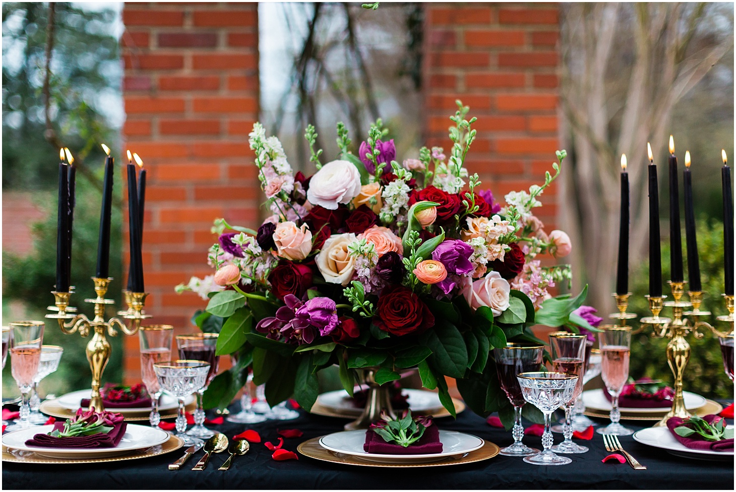 Wedding Details at River Farm in Alexandria, VA | Black and Red Gothic-Inspired Wedding Editorial | Sarah Bradshaw Photography