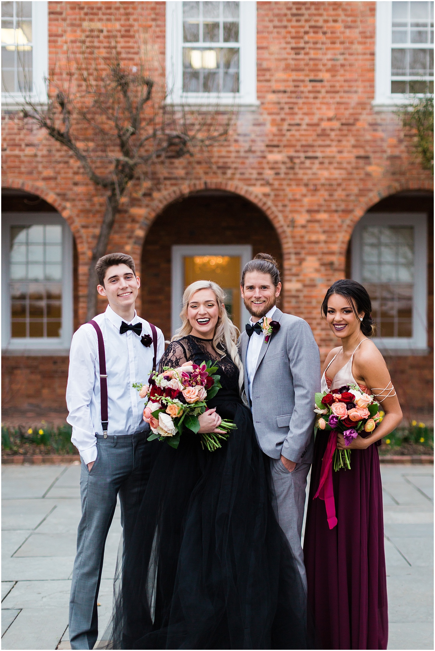 Wedding Party at River Farm in Alexandria, VA | Black and Red Gothic-Inspired Wedding Editorial | Sarah Bradshaw Photography