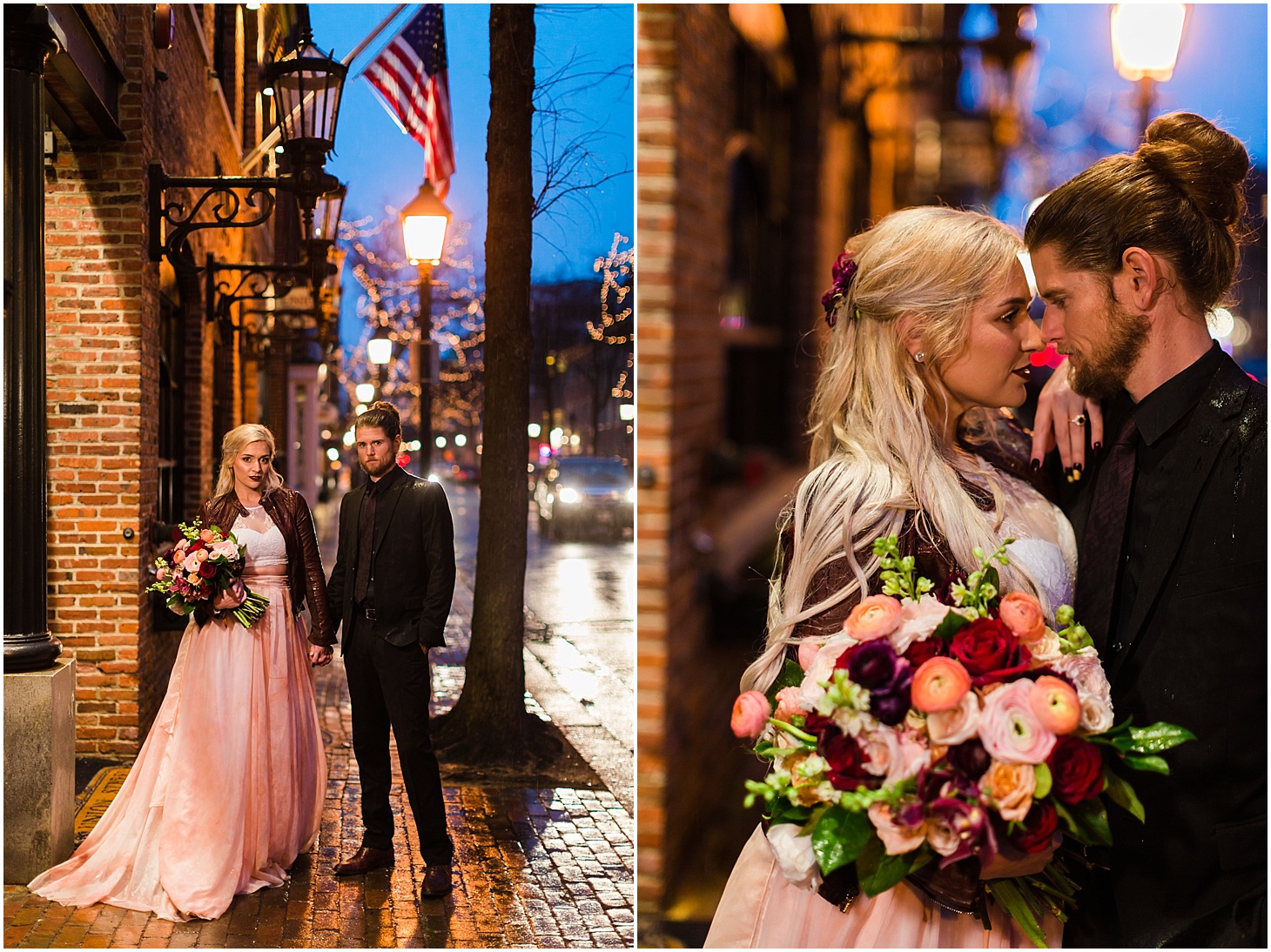 Wedding Portraits in Old Town Alexandria | Black and Red Gothic-Inspired Wedding Editorial | Sarah Bradshaw Photography