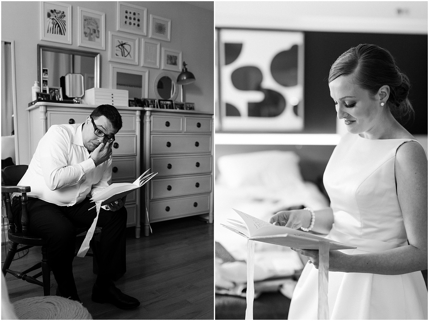 Bride and Groom Reading Letters Before Ceremony | French-Inspired Garden Wedding at Dumbarton House in Georgetown | Sarah Bradshaw Photography | DC Wedding Photographer
