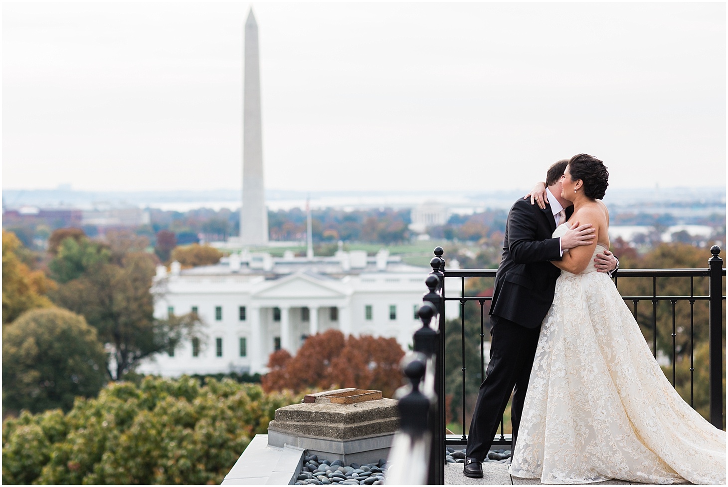 First Look on the rooftop of the Hay-Adams Hotel | Winter Brunch Wedding at Hay-Adams Hotel in DC | Sarah Bradshaw Photography