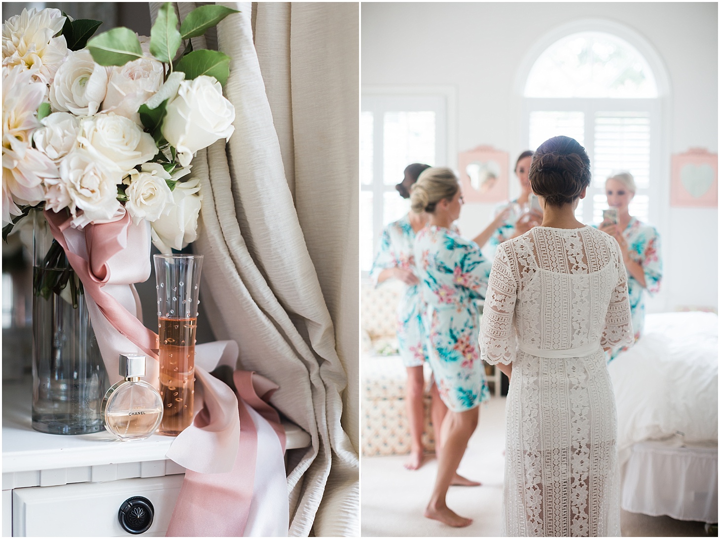Bride and Bridesmaid Getting Ready for Summer Wedding | Summer Rooftop Wedding at The Capitol View at 400 | Sarah Bradshaw Photography | Washington DC Wedding Photographer