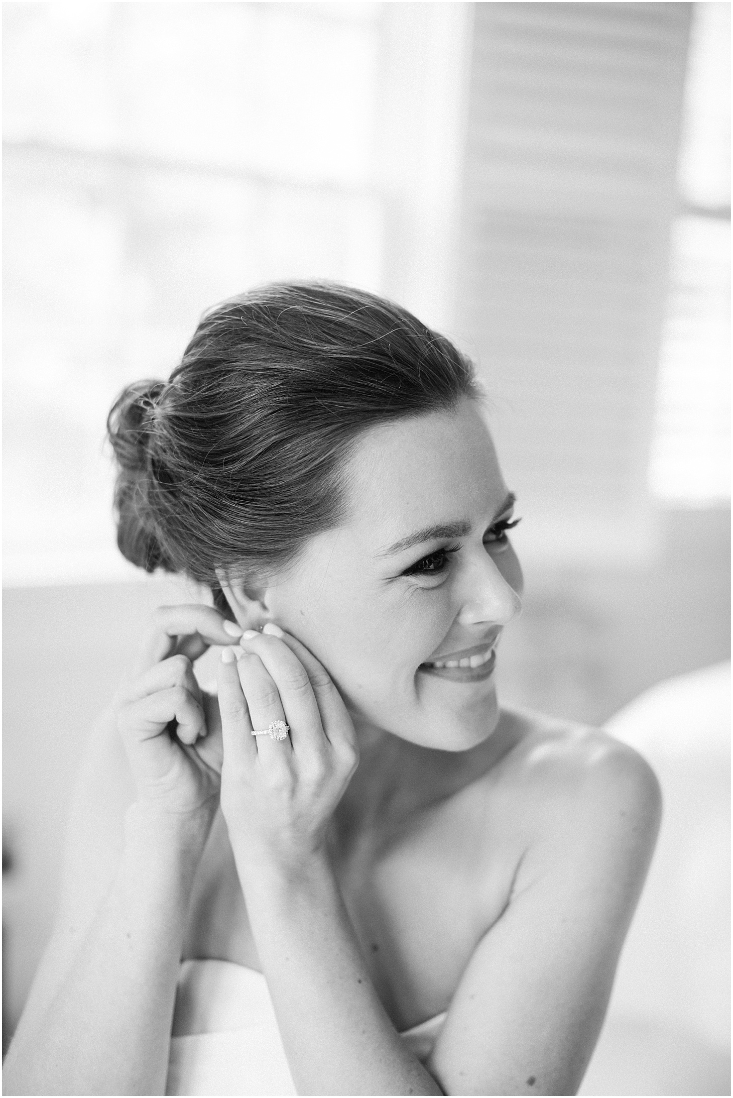 Bride Getting Ready for Summer Wedding in Amsale Gown | Summer Rooftop Wedding at The Capitol View at 400 | Sarah Bradshaw Photography | Washington DC Wedding Photographer