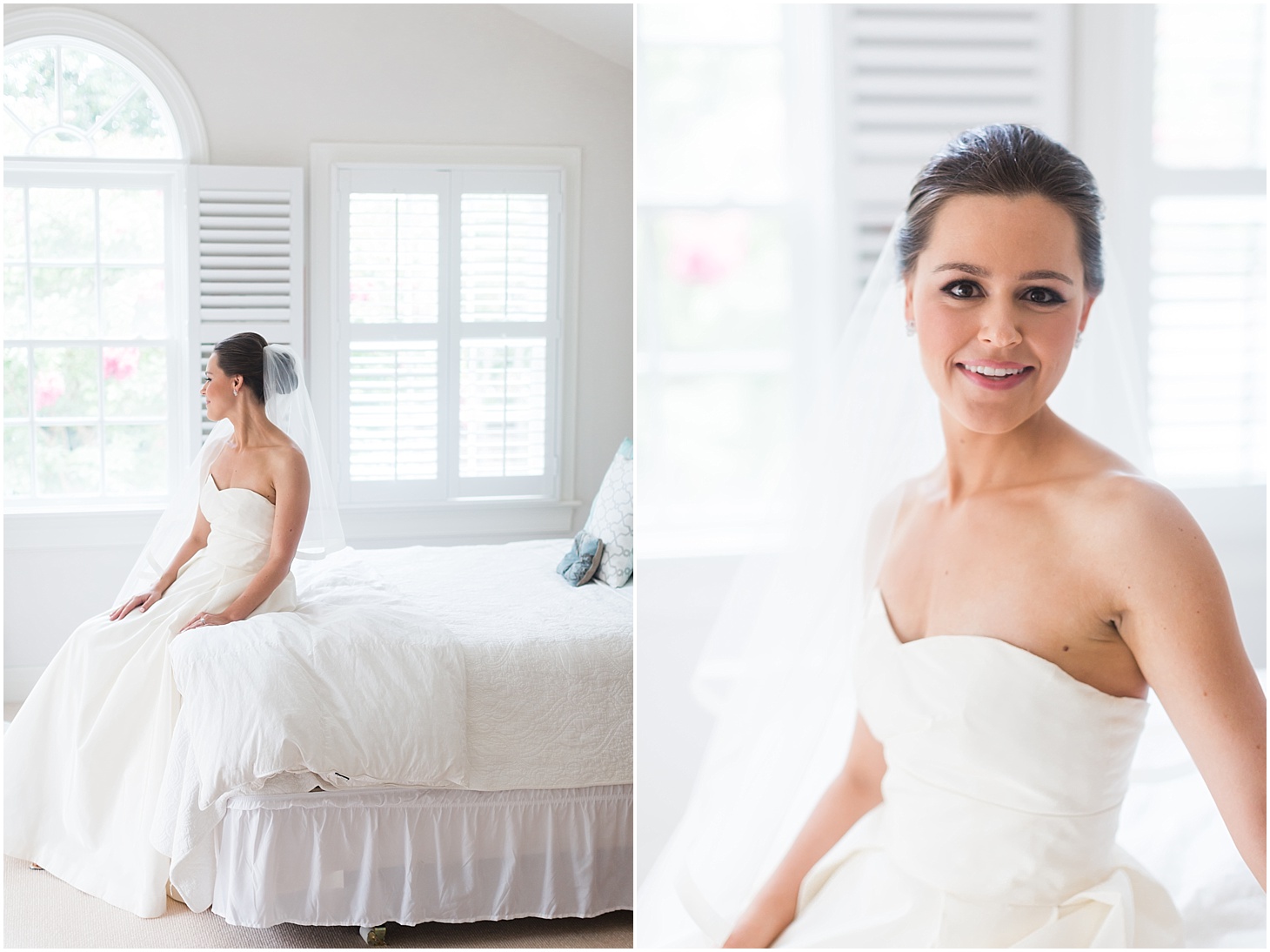 Bride Getting Ready for Summer Wedding in Amsale Gown | Summer Rooftop Wedding at The Capitol View at 400 | Sarah Bradshaw Photography | Washington DC Wedding Photographer
